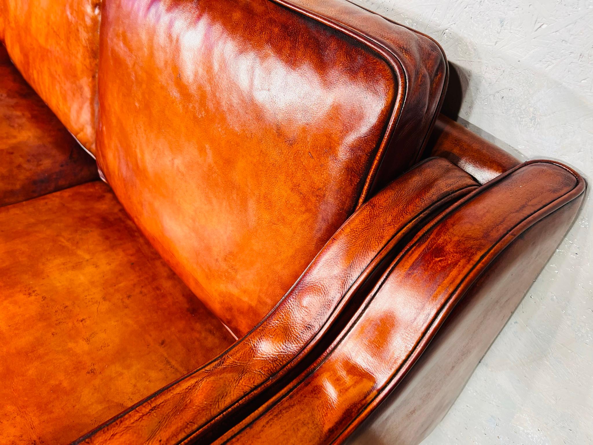 cognac sofa leather