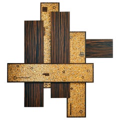 Stylish Wall Art Work Polished or Matt Ebony Gold Leaf Mosaic Customizable