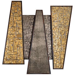 Stylish Wall Art Work Polished or Matt Ebony Mosaic Insert Liquid Metal