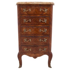 Stylish walnut chiffonier with marble top.
