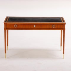 Stylish walnut writing desk in the manner of Jean-Michel Frank C 1960