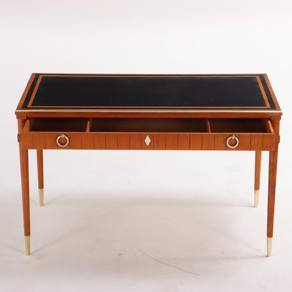 Mid-Century Modern Stylish walnut writing desk in the manner of Jean-Michel Frank C 1960