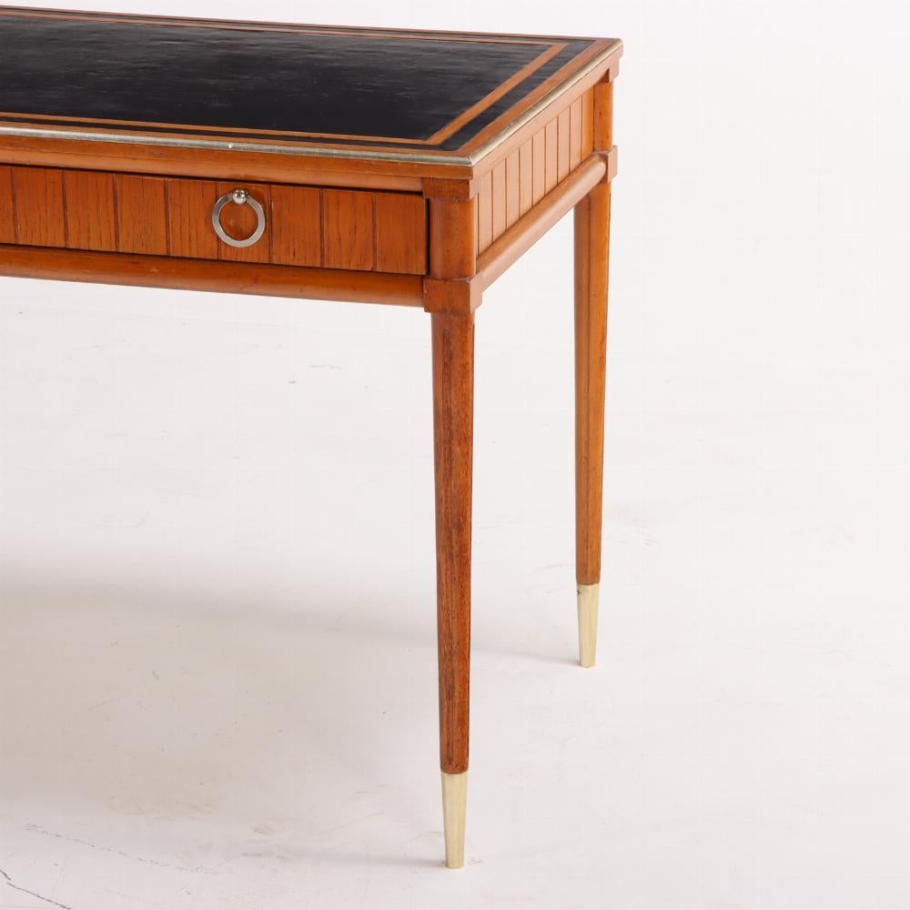 American Stylish walnut writing desk in the manner of Jean-Michel Frank C 1960