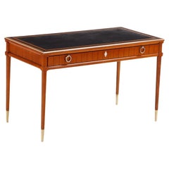 Stylish walnut writing desk in the manner of Jean-Michel Frank C 1960