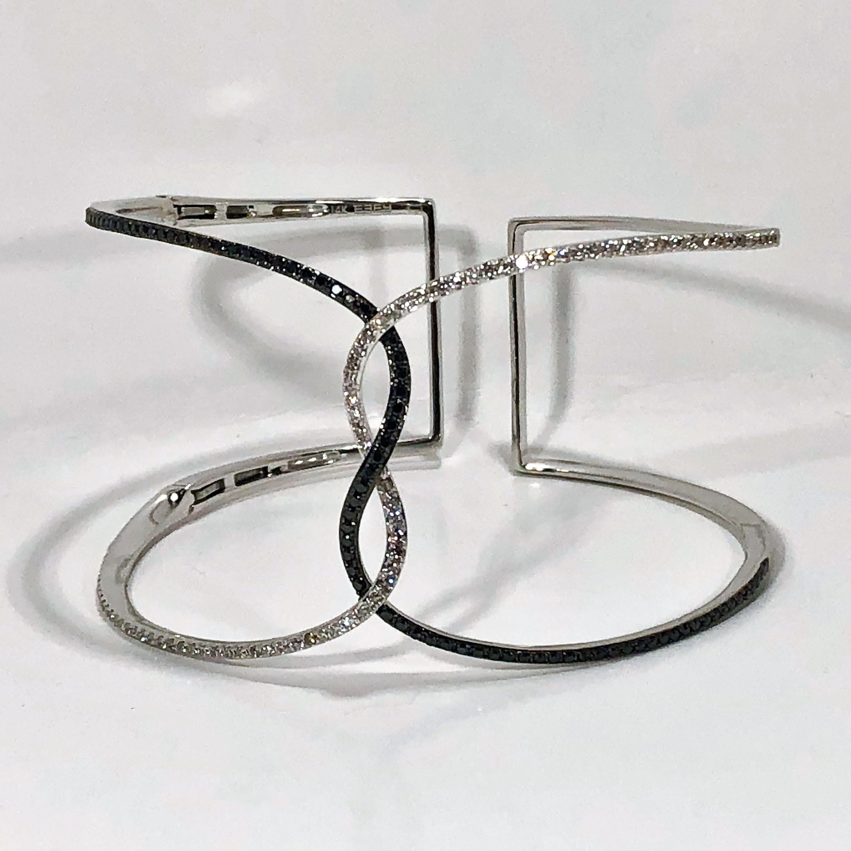 Stylish White Gold Black and White Diamond Cuff by Designer Effy 1