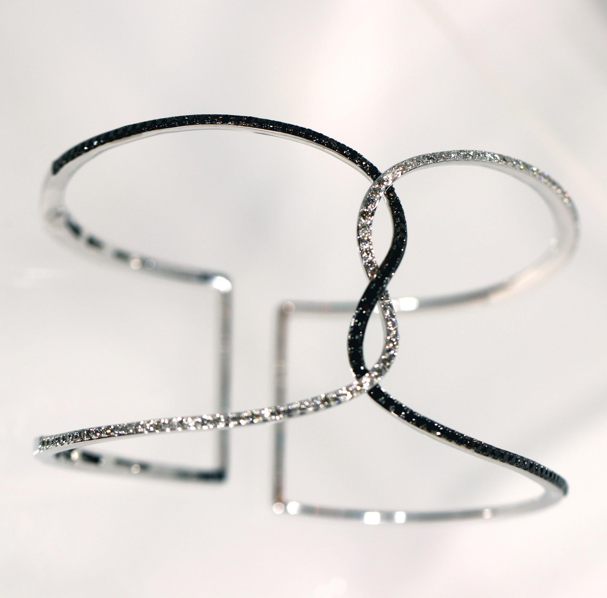 Stylish White Gold Black and White Diamond Cuff by Designer Effy 3