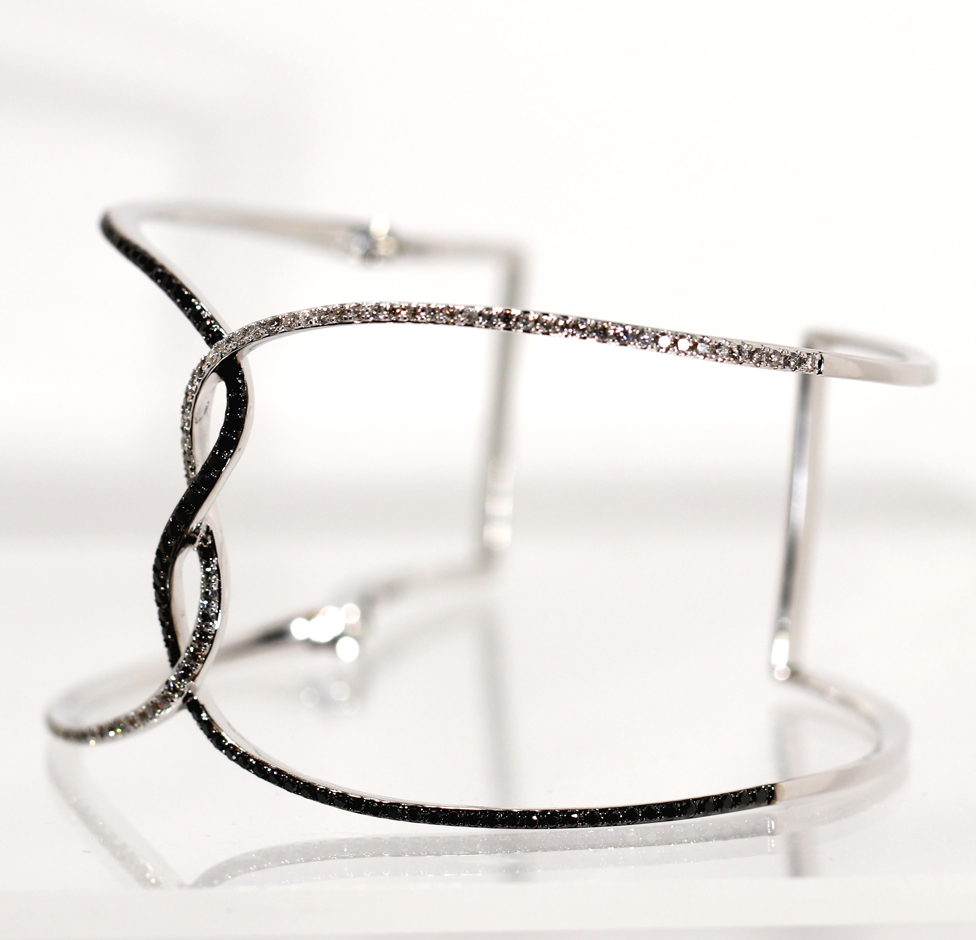 Stylish White Gold Black and White Diamond Cuff by Designer Effy 4