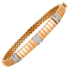 Bracelet élégant en or jaune blanc 18K avec diamant pour elle