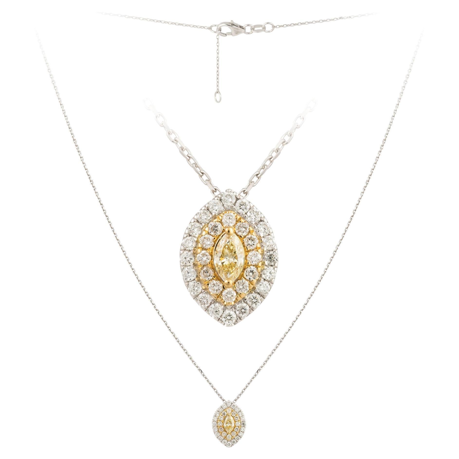 Stylish White Yellow Gold 18K Necklace Yellow Diamond for Her For Sale