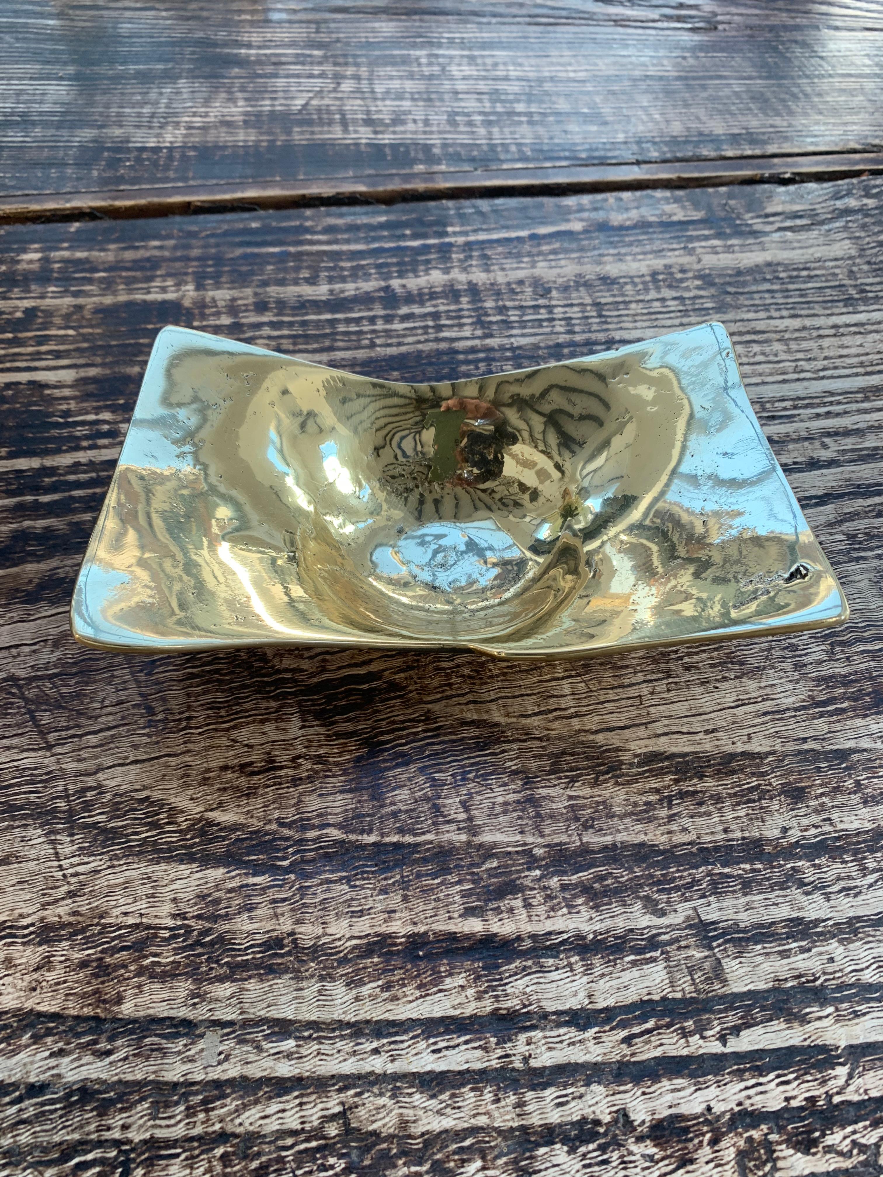 Spanish Stylish Wing Bowl A076 in cast brass designed by David Marshall  For Sale