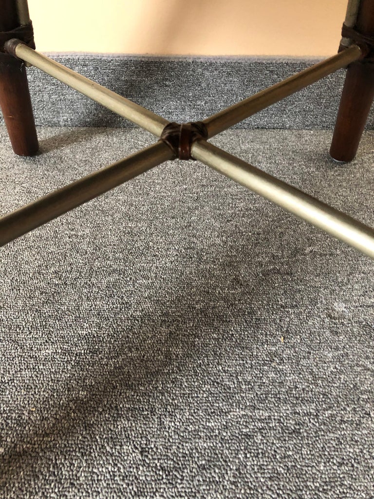 Stylish Wood and Rattan Armchair with Paisley Upholstery at 1stDibs