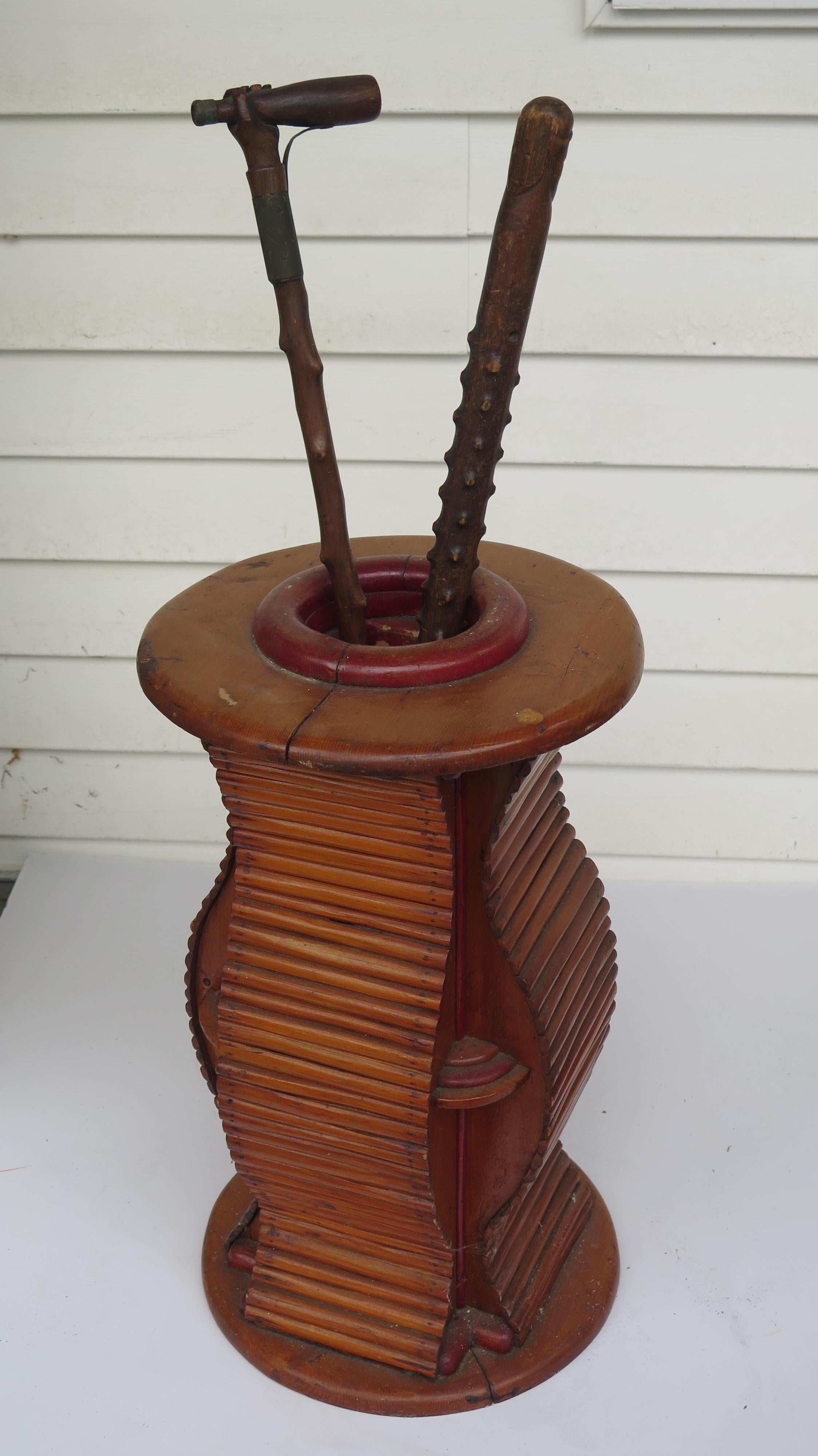 Art Deco Stylish Wood Cane and Umbrella Stand For Sale