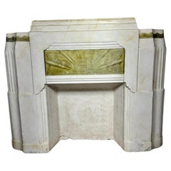 Stylized 1930s American Art Deco Plaster Fireplace Surround  "Metropolis"