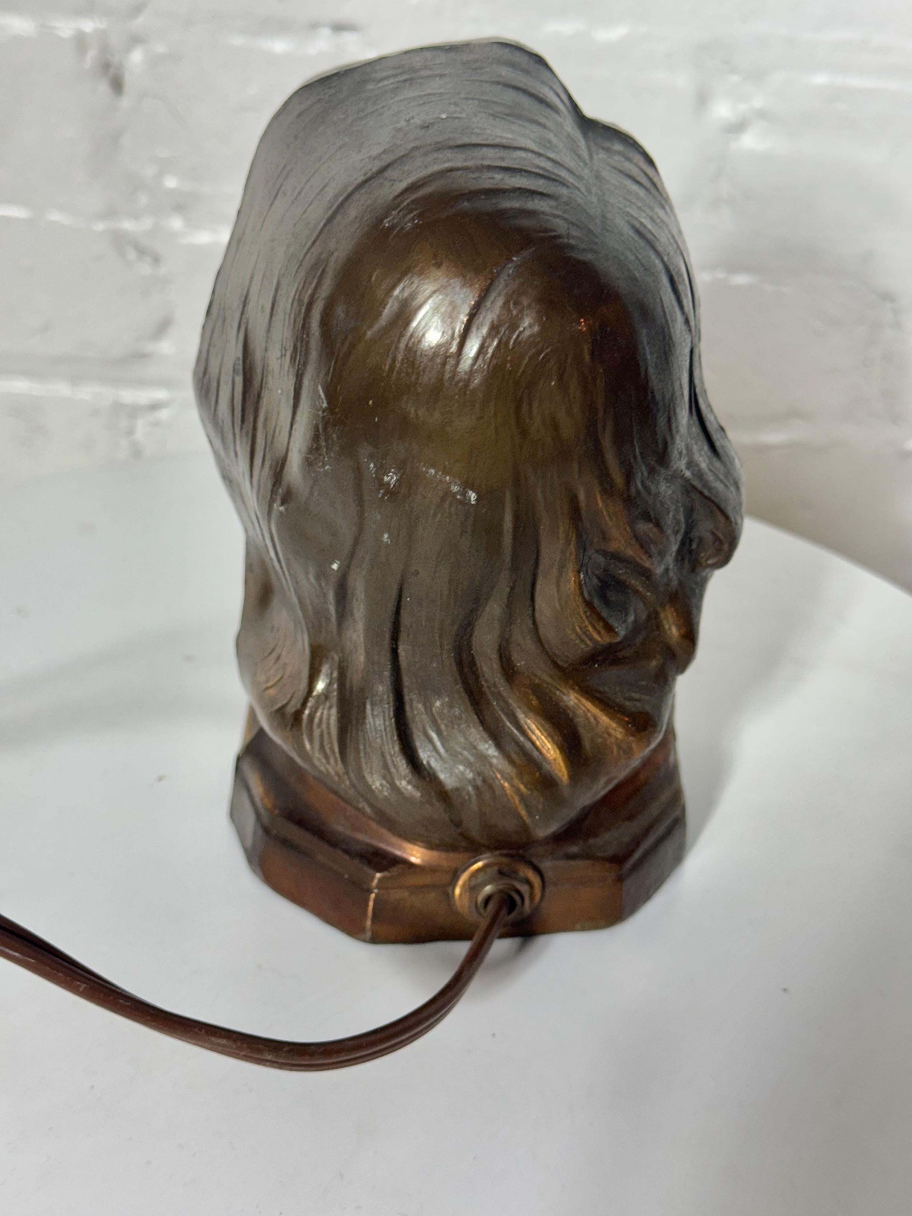 Metal Stylized 1930s Art Deco Women's Head Electric Cigarette Lighter by Arturo Levi