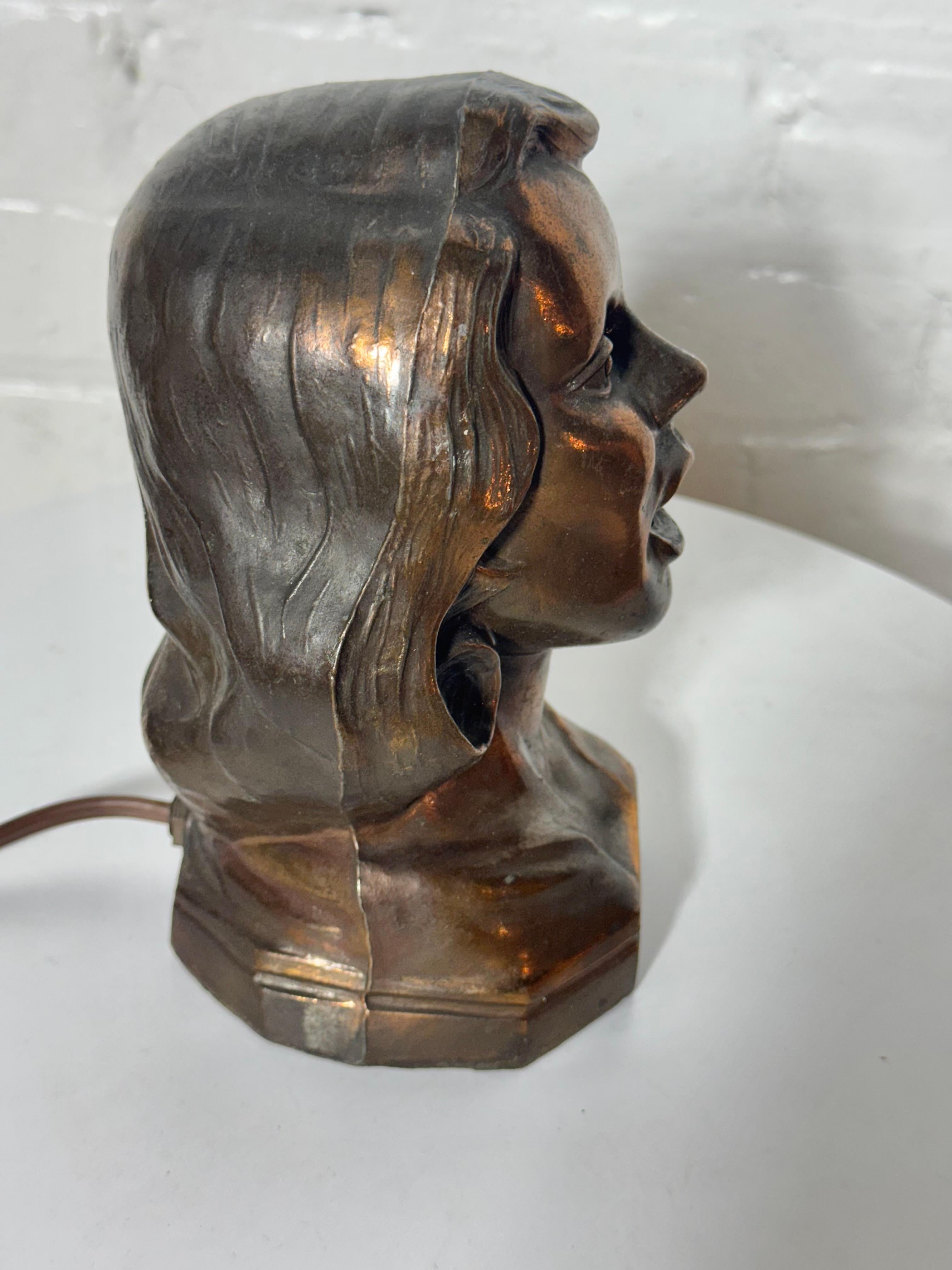 Stylized 1930s Art Deco Women's Head Electric Cigarette Lighter by Arturo Levi 1