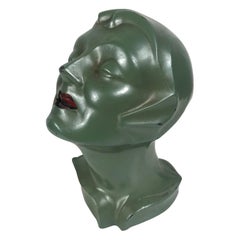 Stylized 1930s Art Deco Women's Head Electric Cigarette Lighter by Arturo Levi