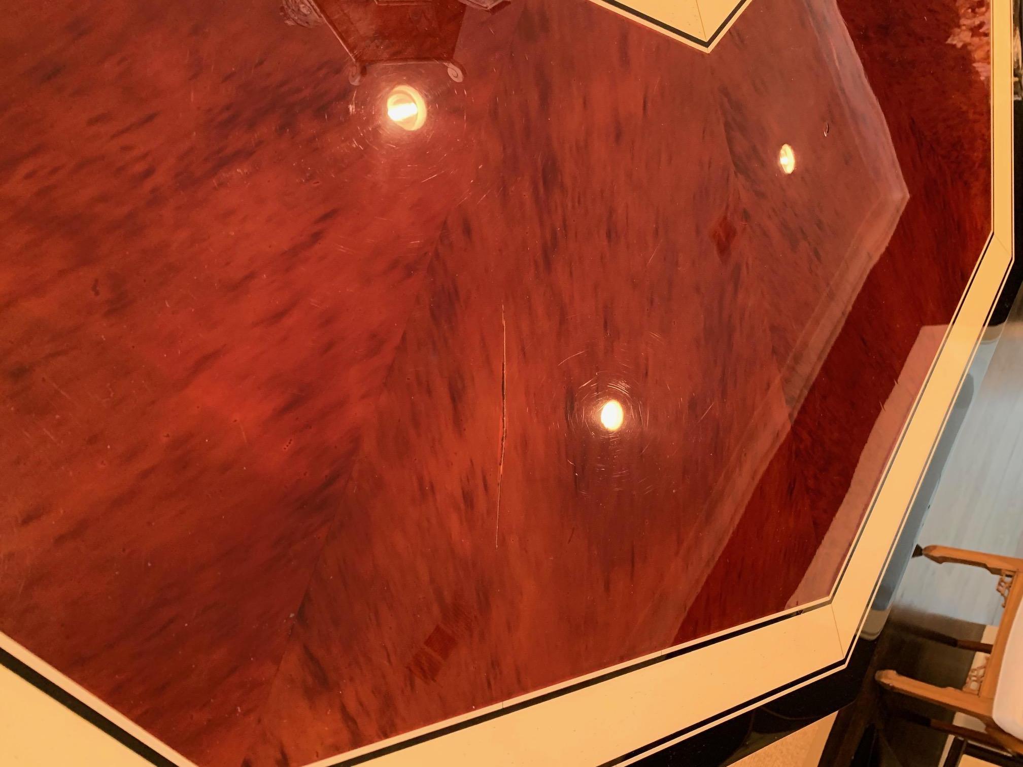 Stylized 1940s Lacquered Italian Inlay Octagonal Table 1