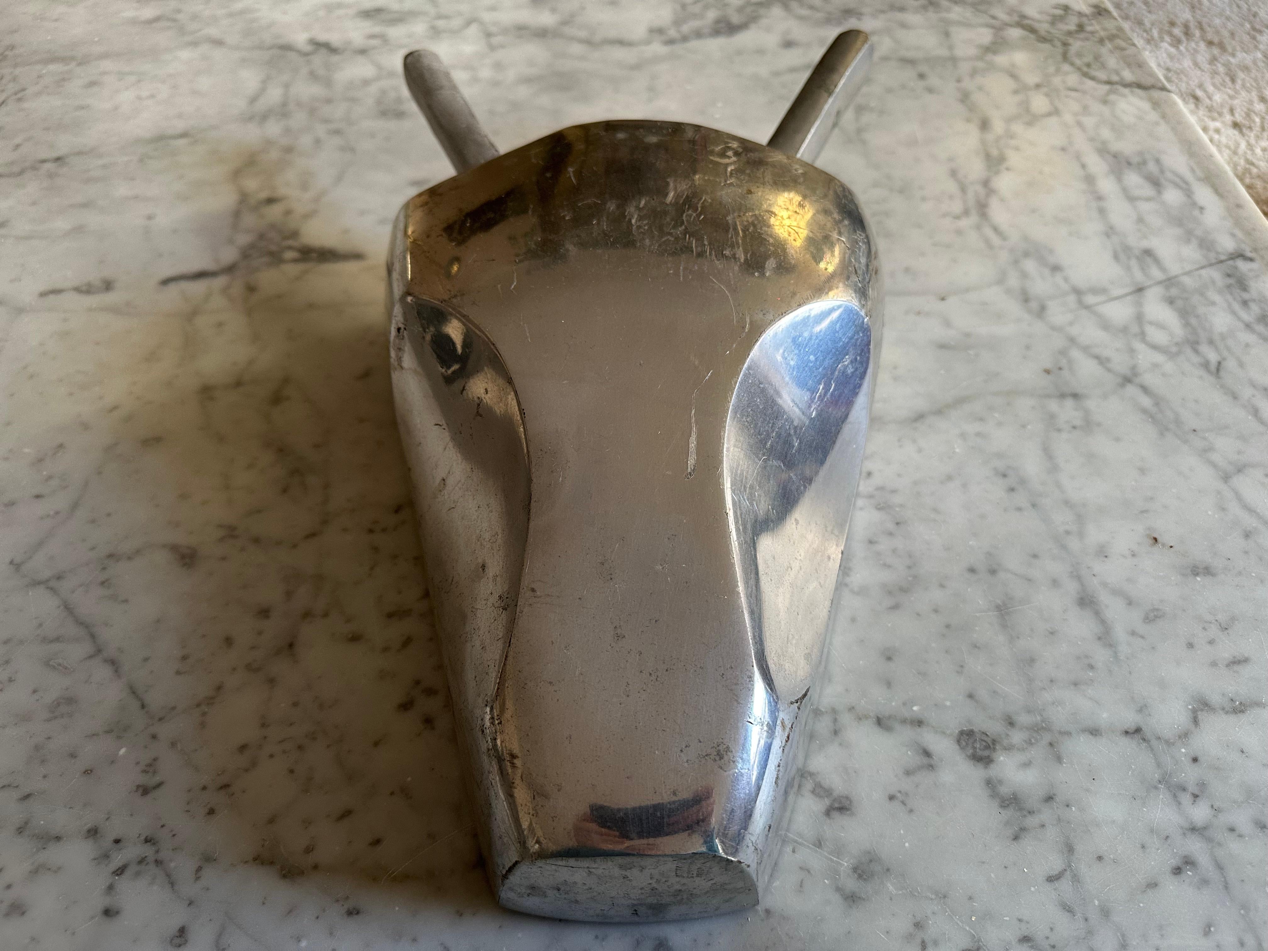 Stylized Aluminum Bull Head – Mid-20th Century Italian Butcher Shop Sign For Sale 1