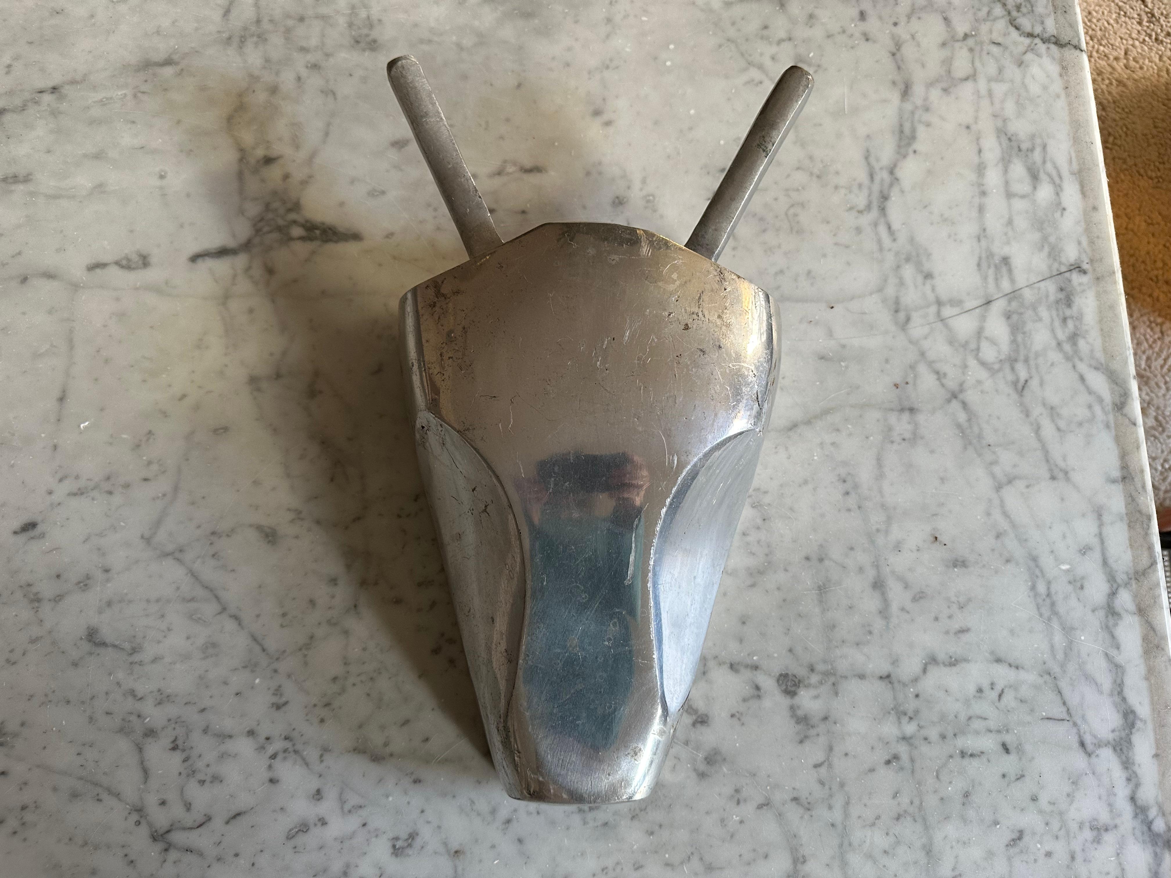 Stylized Aluminum Bull Head – Mid-20th Century Italian Butcher Shop Sign For Sale 3