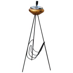 Stylized and Modernist Metal Ashtray in Aluminum Silver and Gold, Italy, 1950