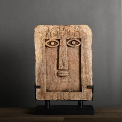 Stylized Antique Sandstone Stele – “Ideograms” Model, South Arabian Funerary Art