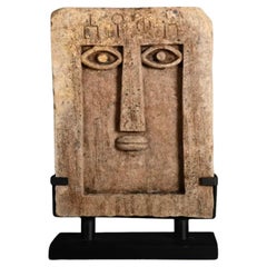 Stylized Antique Sandstone Stele – “Ideograms” Model, South Arabian Funerary Art