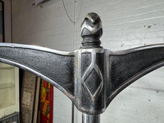 Stylized Art Deco Chromed Steel Rolling Double Bar Garment / Clothing Rack