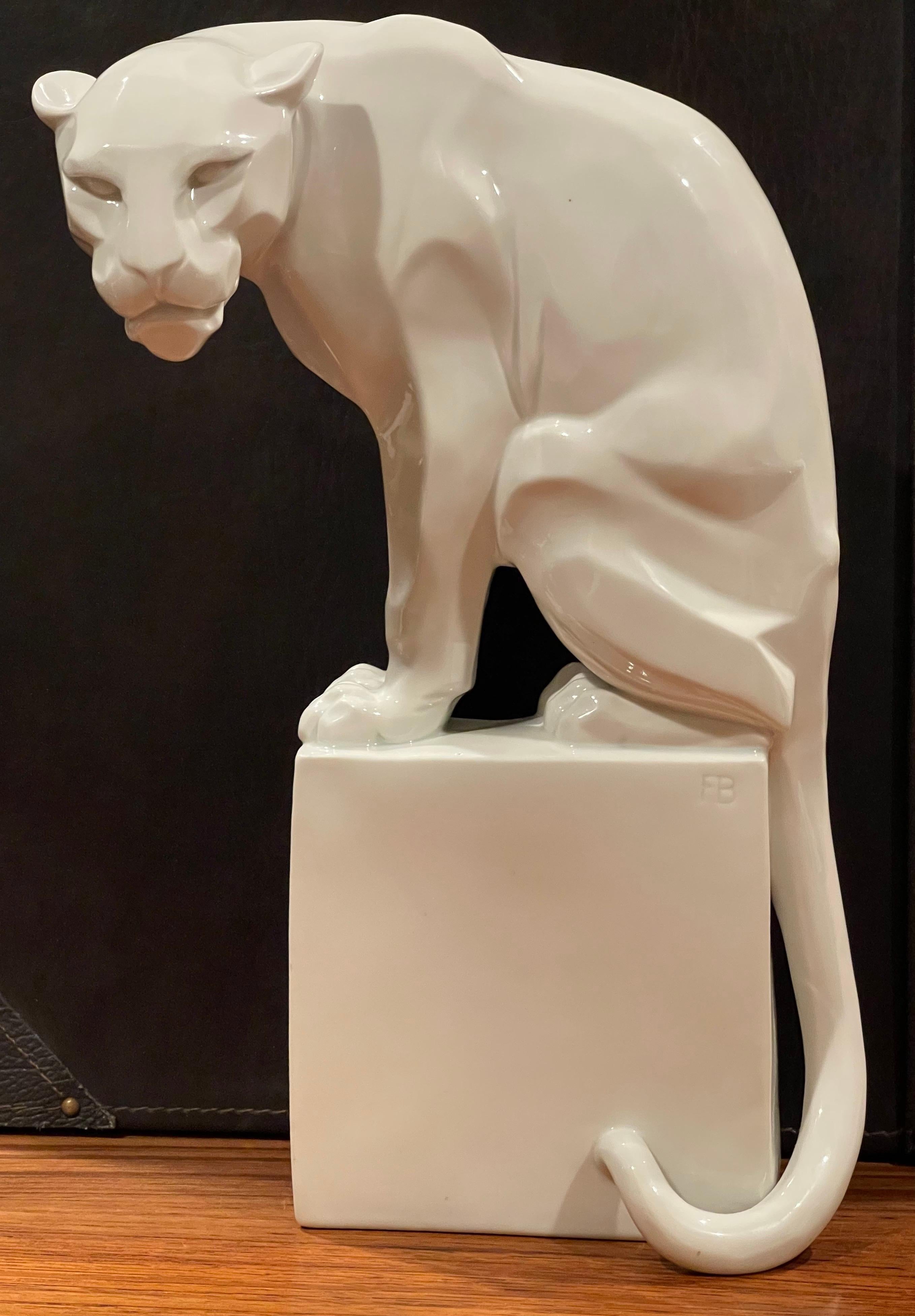 Stylized Art Deco Porcelain Panther Model 1630 Sculpture by Franz Barwig 6