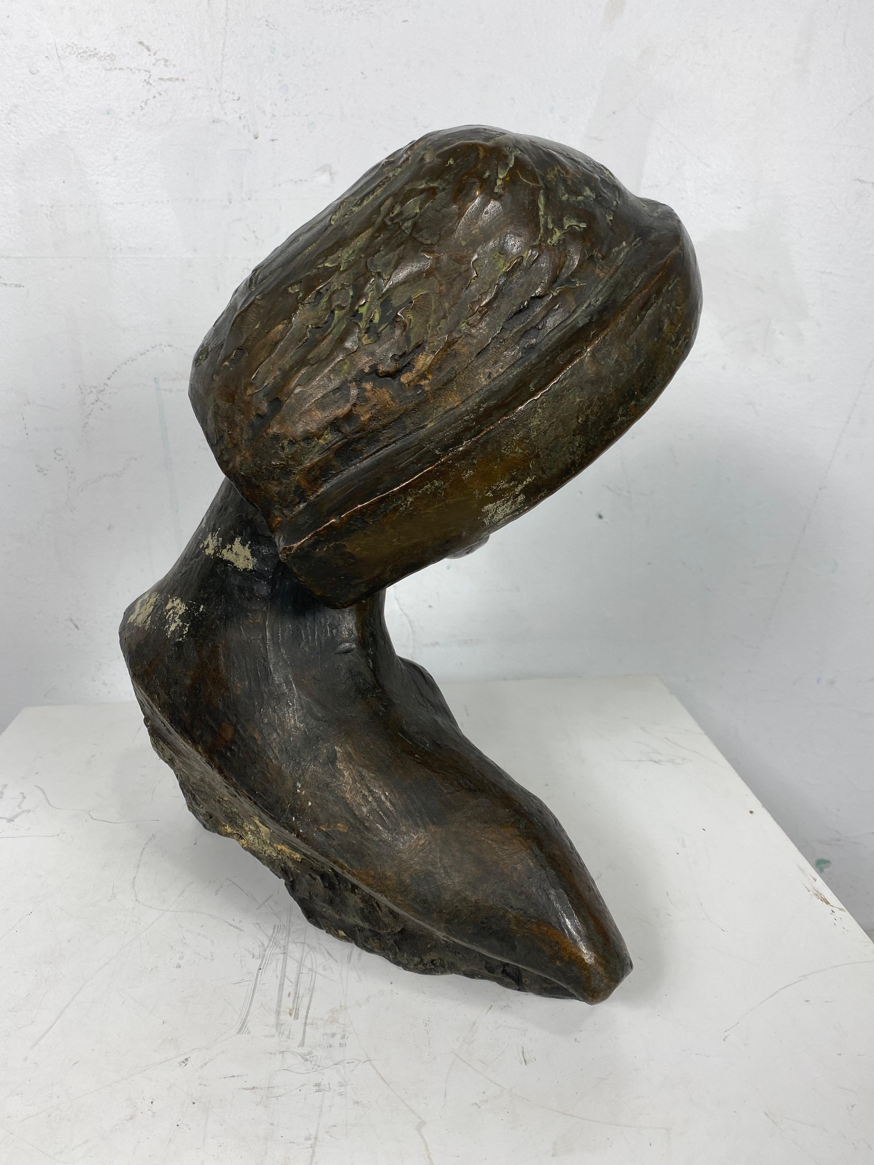 Buste de femme Art Déco stylisé, en bronze W P A, signé en vente 1