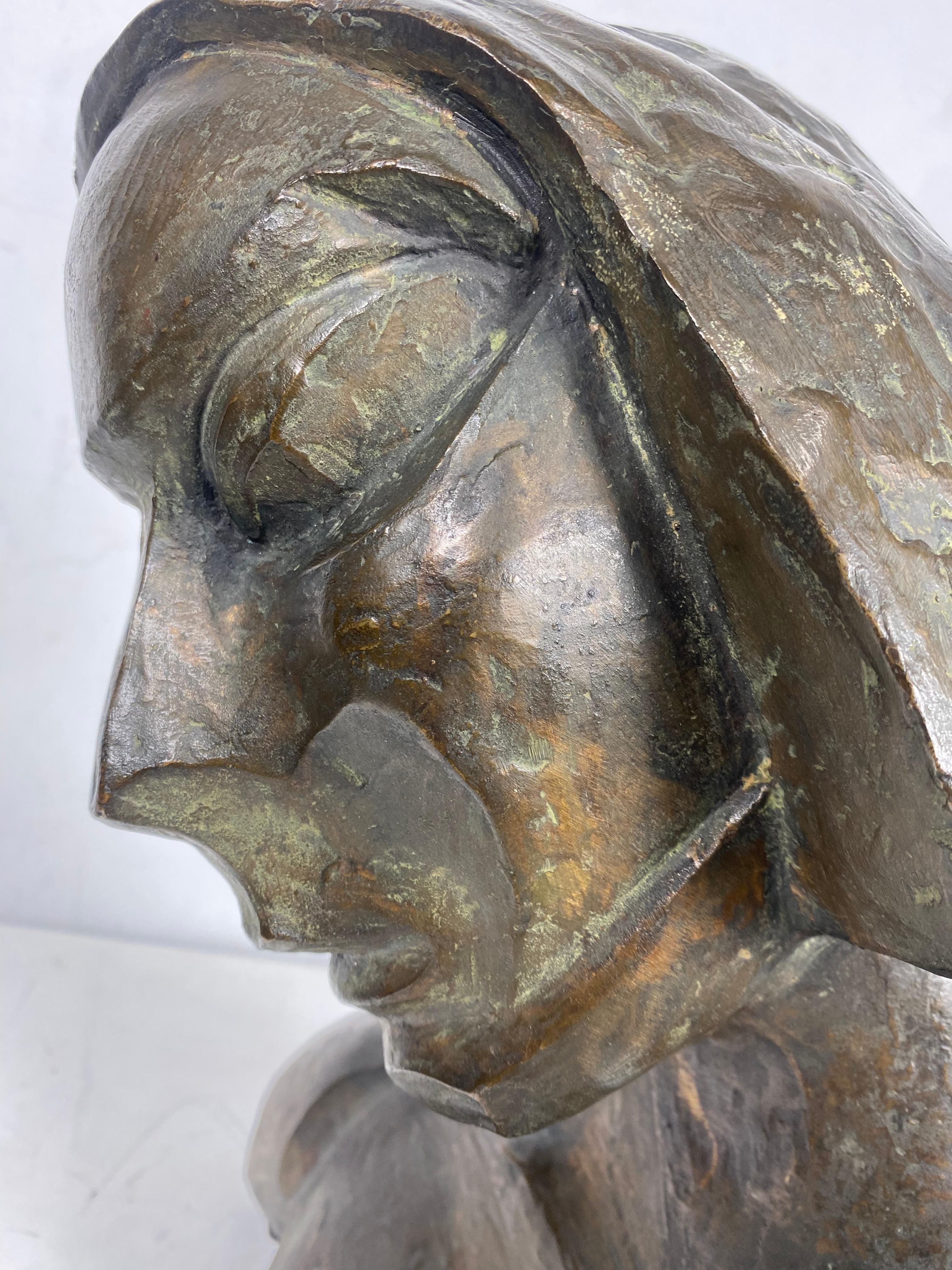Allemand Buste de femme Art Déco stylisé, en bronze W P A, signé en vente