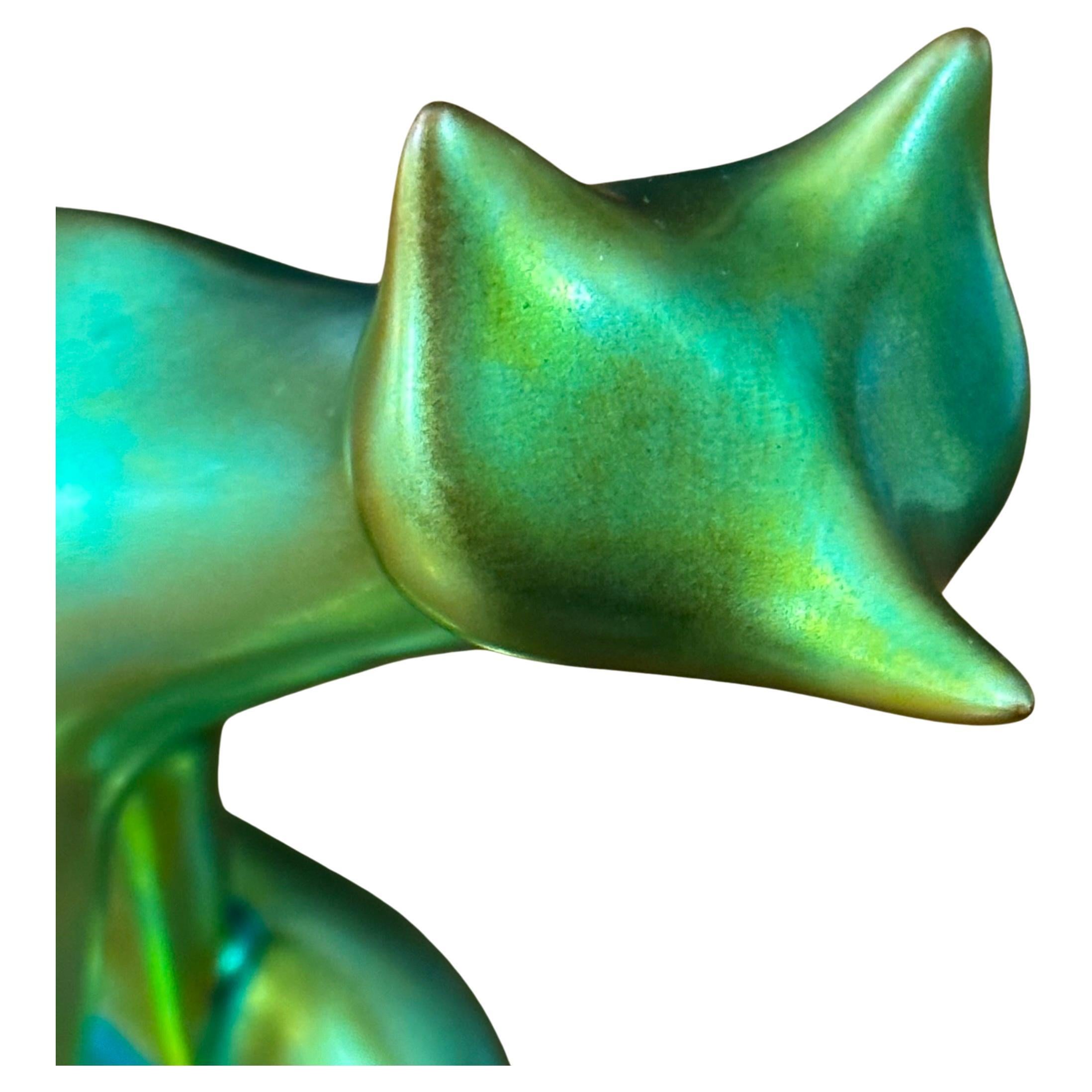 20th Century Stylized Art Nouveau Eosin Green Porcelain Fox Sculpture by Zsolnay For Sale