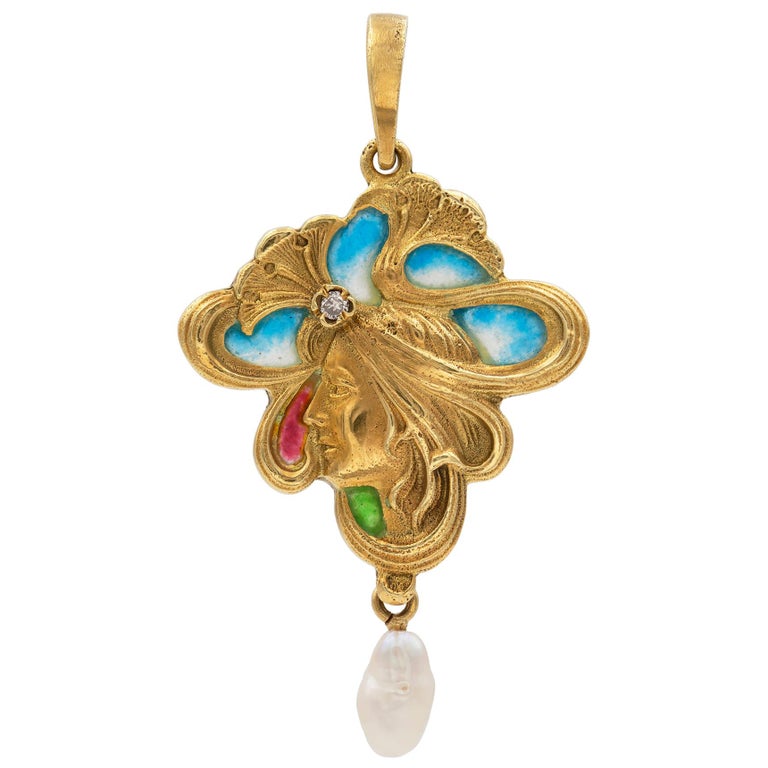 Stylized Art Nouveau Pendant For Sale at 1stDibs