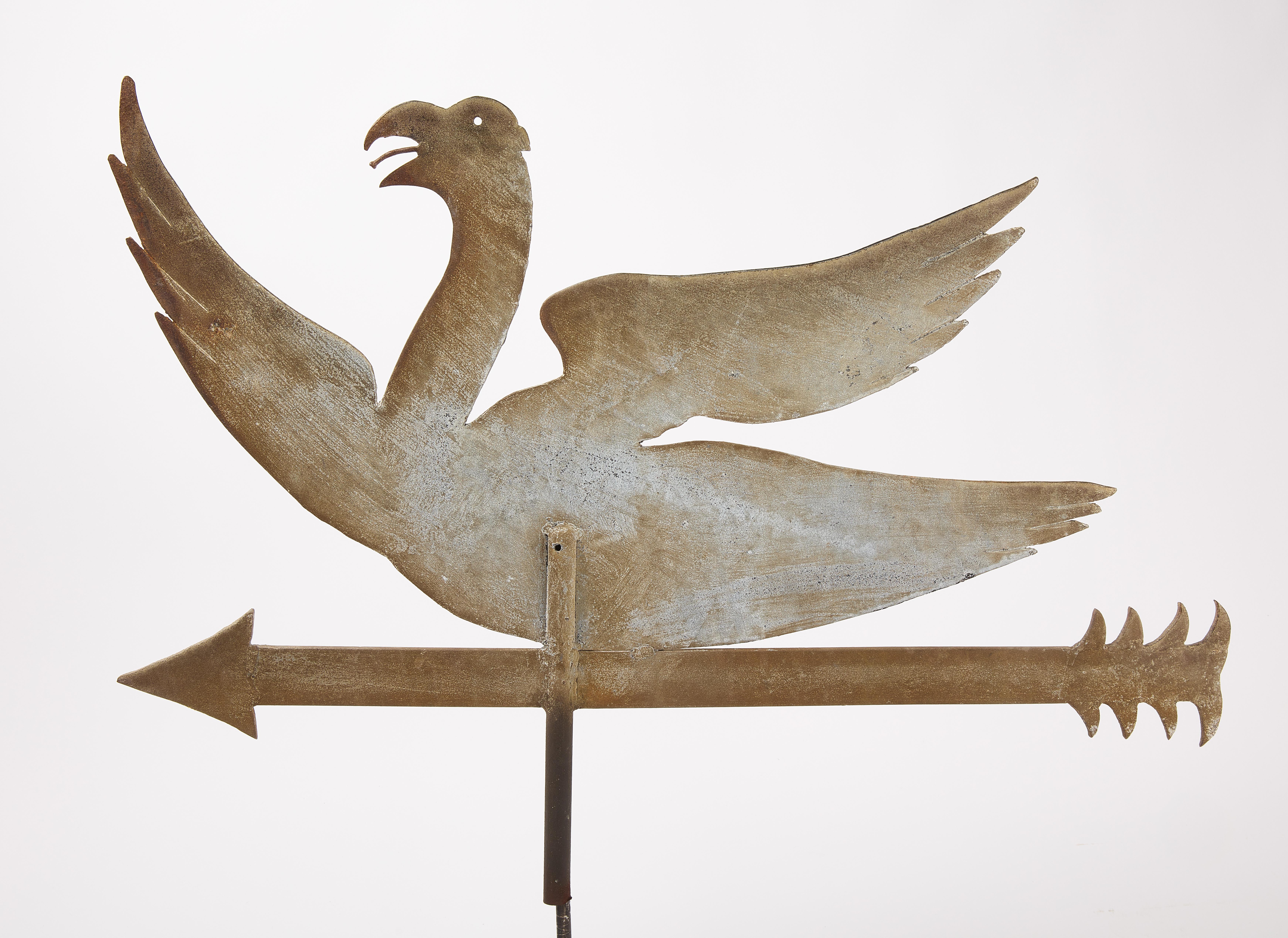 Stylisé  girouette. Zinc et tôle vieillis. Circa 1900. L 30