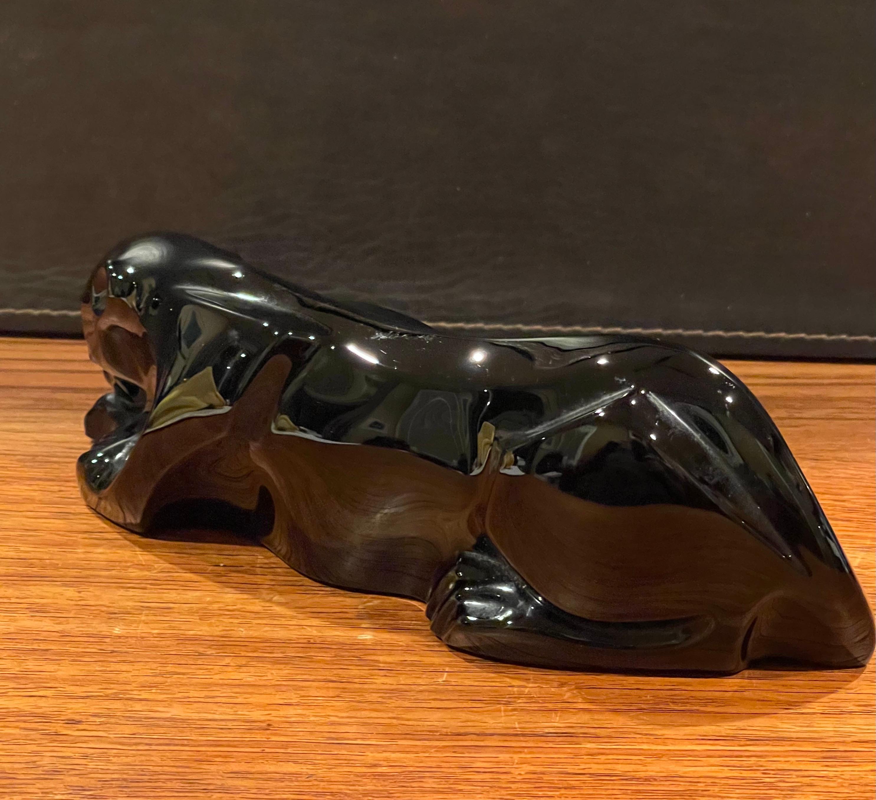 Stylized Black Crystal Panther / Jaguar Sculpture by Baccarat at ...