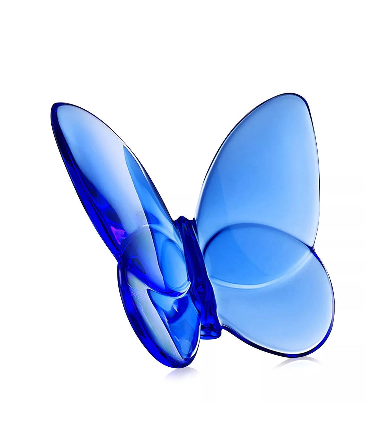 Stylized Blue Crystal Butterfly Sculpture / Paperweight by Baccarat For Sale 4