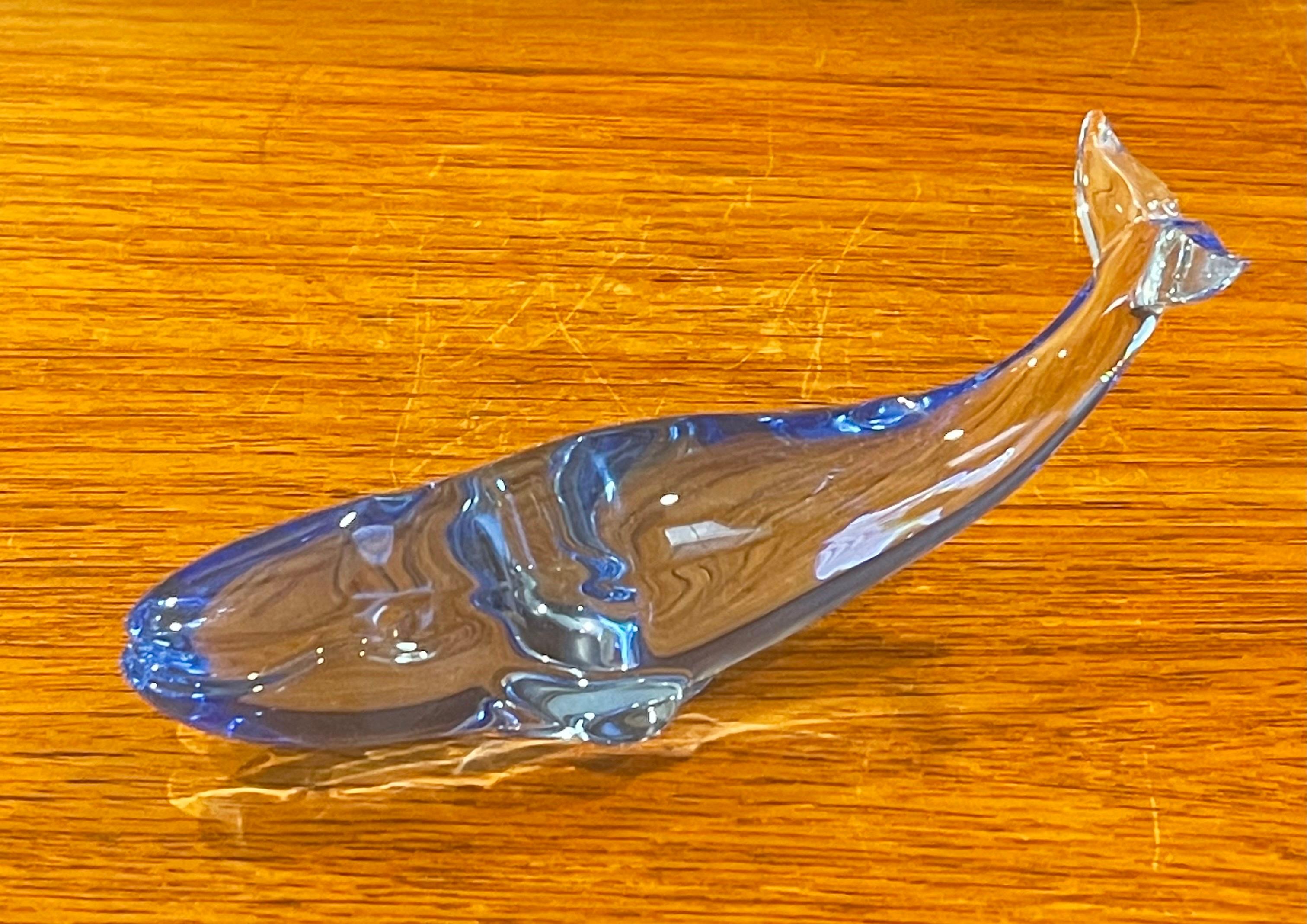 Stylized Blue Crystal Whale Sculpture / Paperweight by Baccarat 4