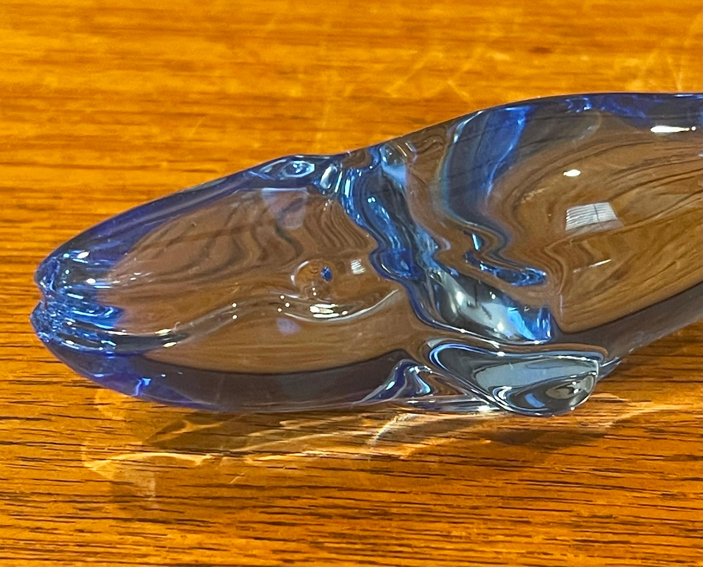 Stylized Blue Crystal Whale Sculpture / Paperweight by Baccarat In Good Condition In San Diego, CA