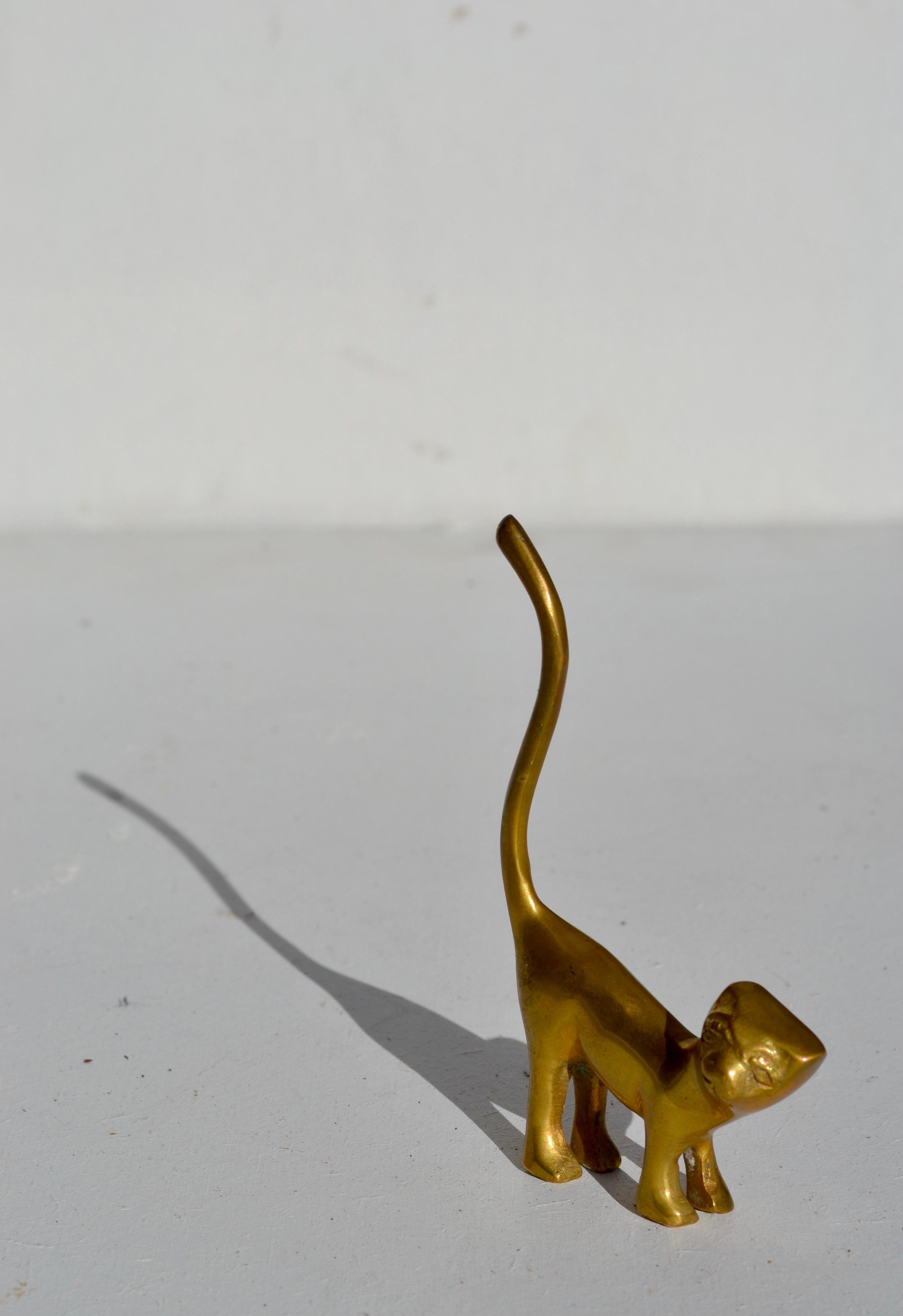 Francese Gatto stilizzato in ottone, Francia, anni '70 in vendita