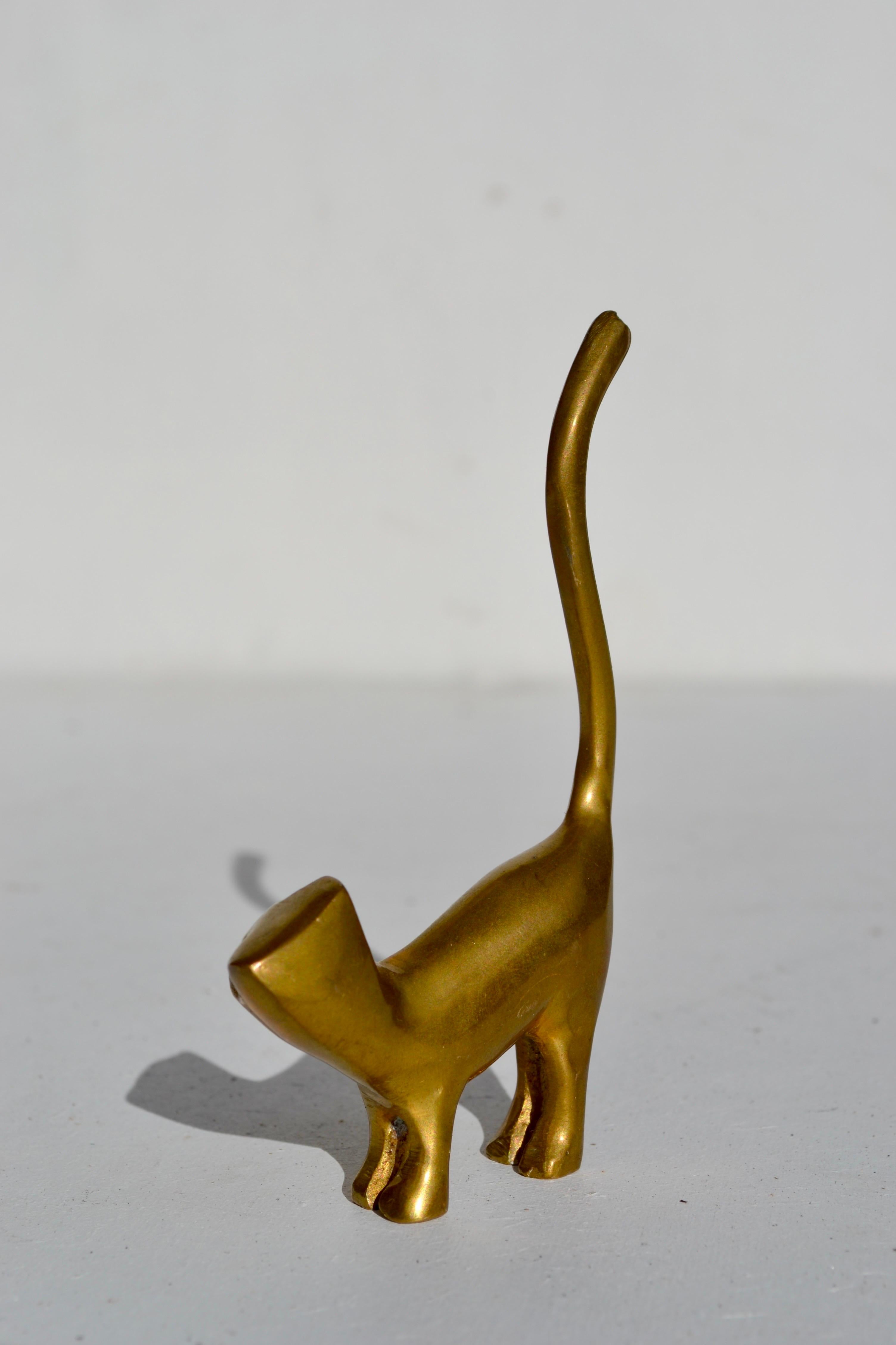 Fine XX secolo Gatto stilizzato in ottone, Francia, anni '70 in vendita