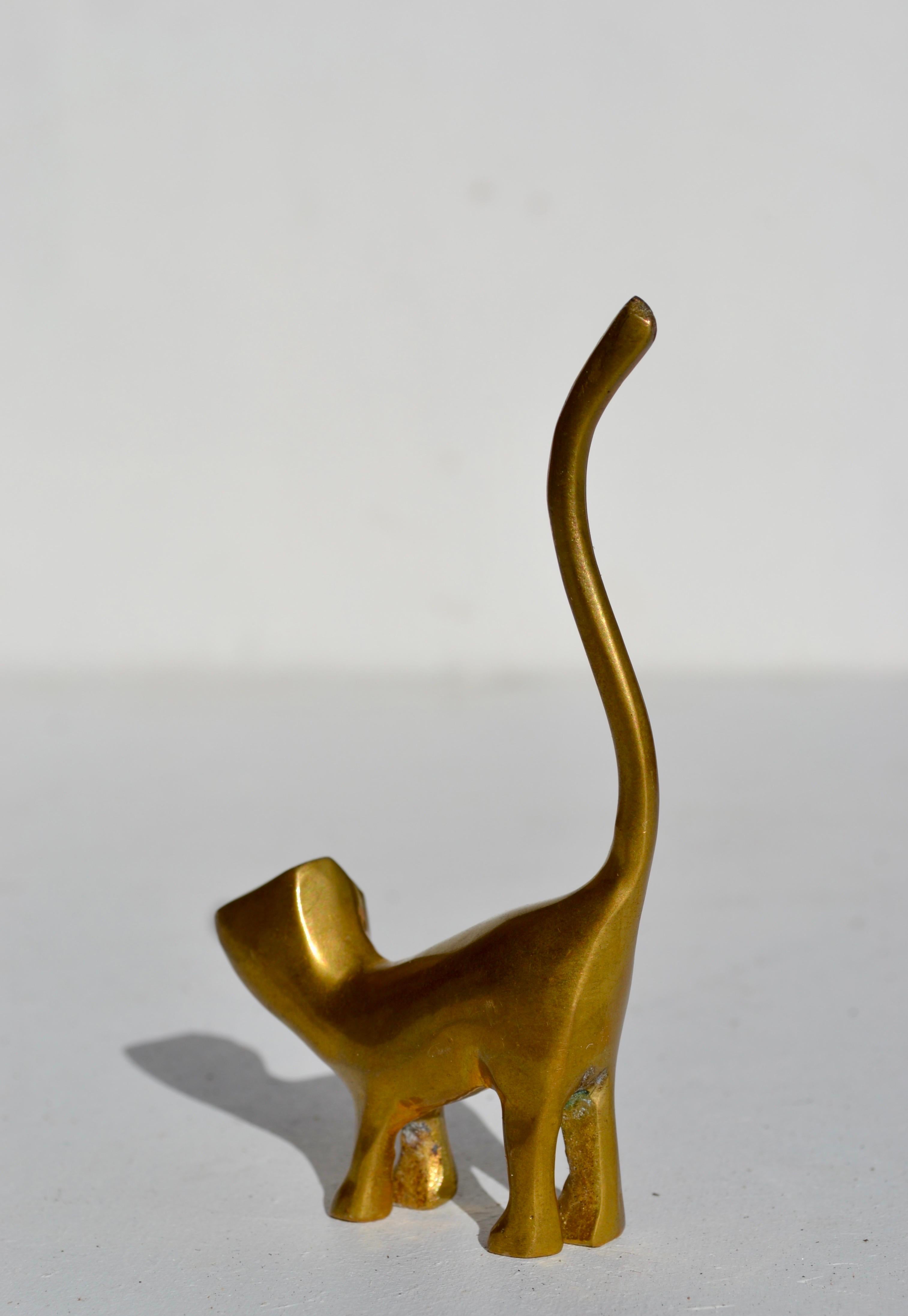 Ottone Gatto stilizzato in ottone, Francia, anni '70 in vendita