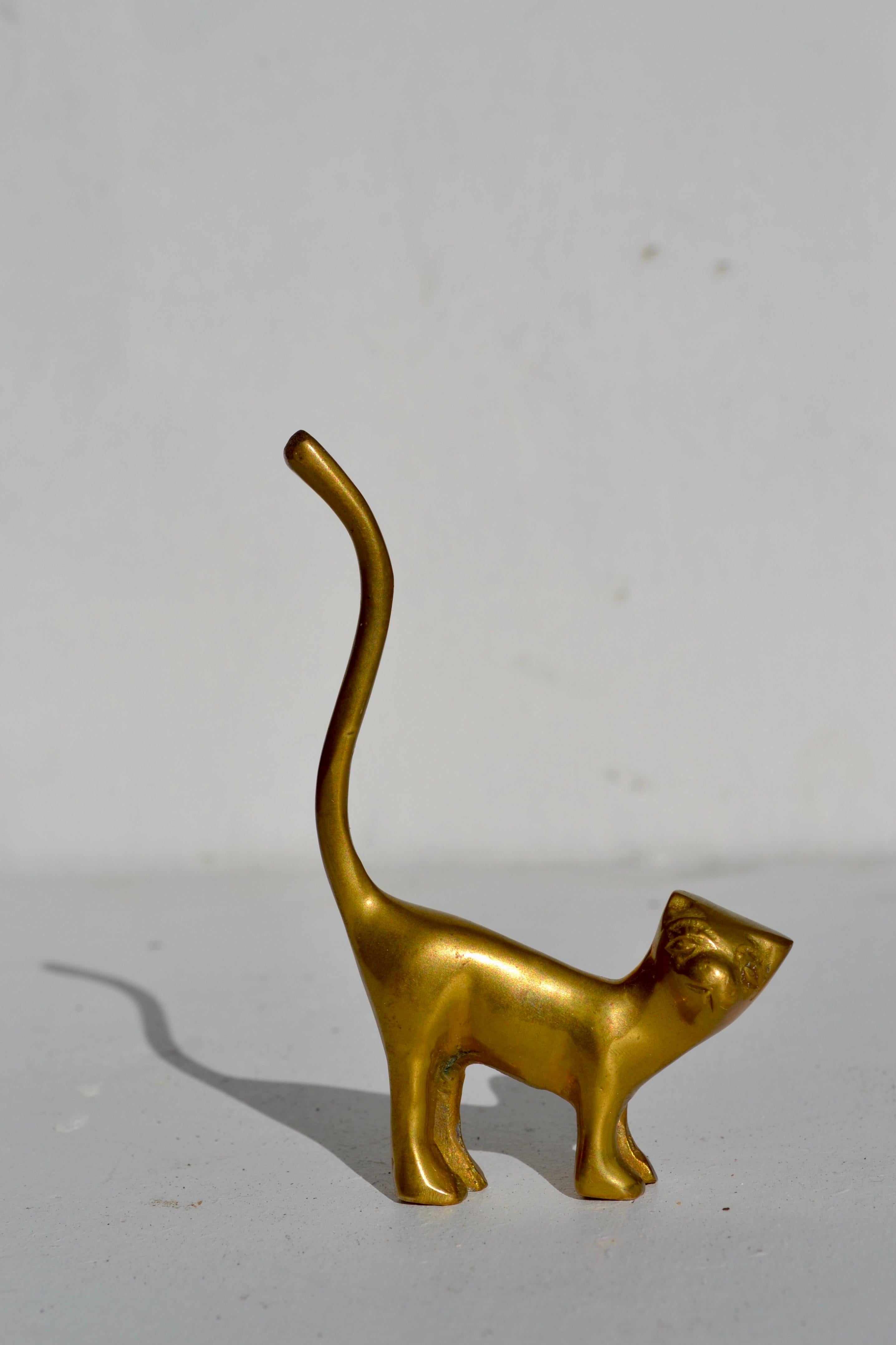 Gatto stilizzato in ottone, Francia, anni '70 in vendita 1