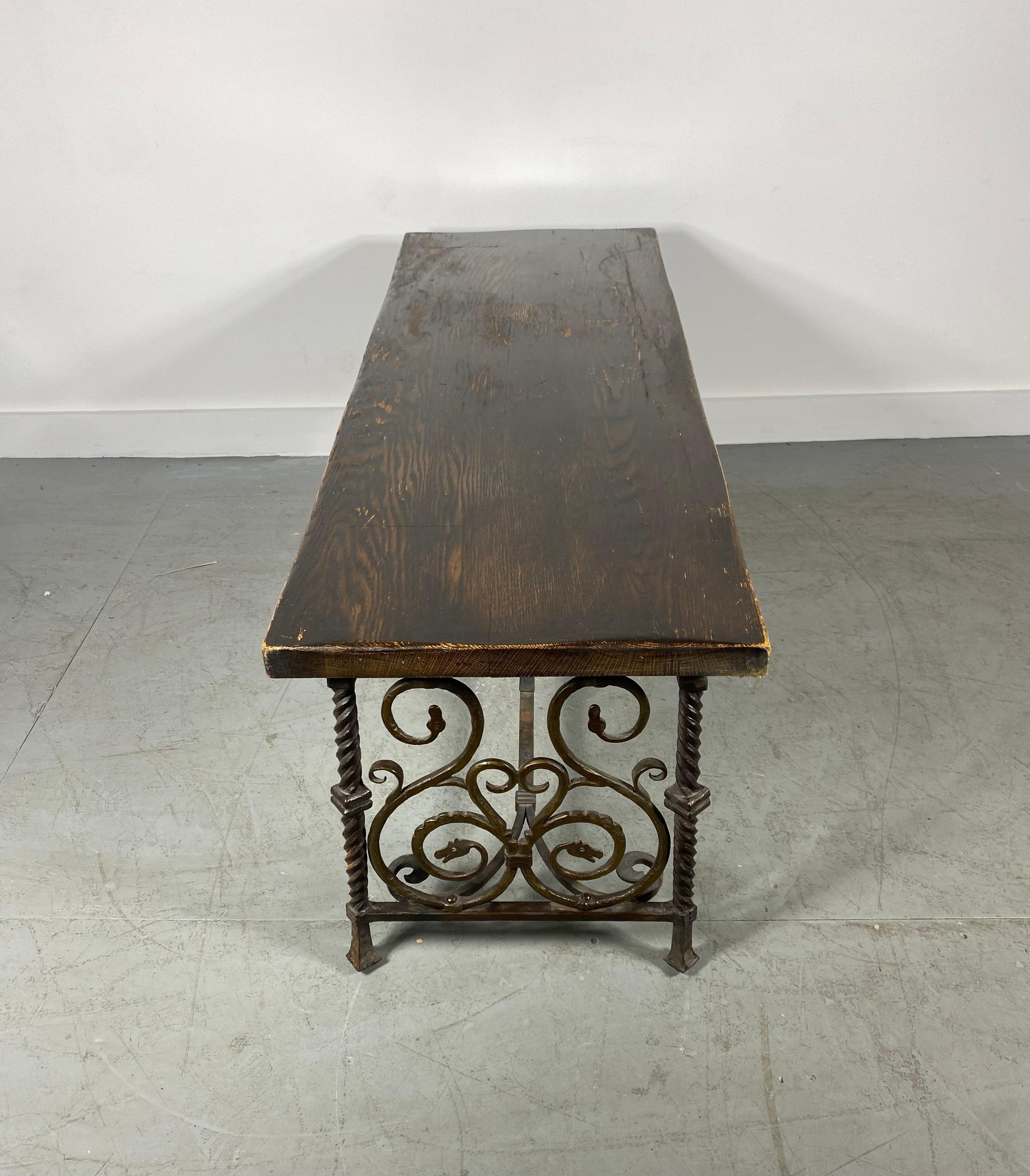Stylized Bronze and Iron Bench/ Table Attributed to Oscar Bruno Bach For Sale 5