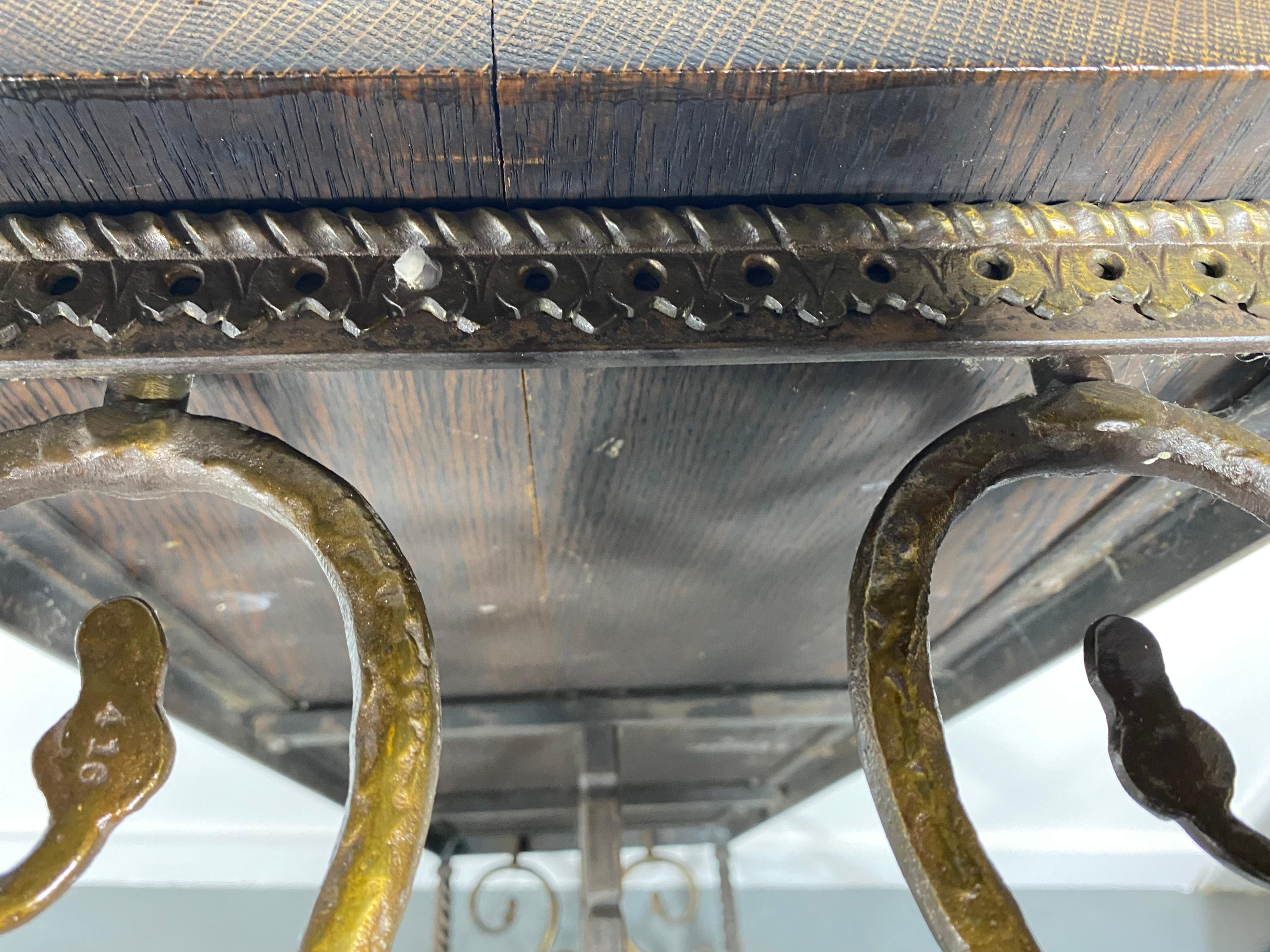 Neoclassical Stylized Bronze and Iron Bench/ Table Attributed to Oscar Bruno Bach For Sale