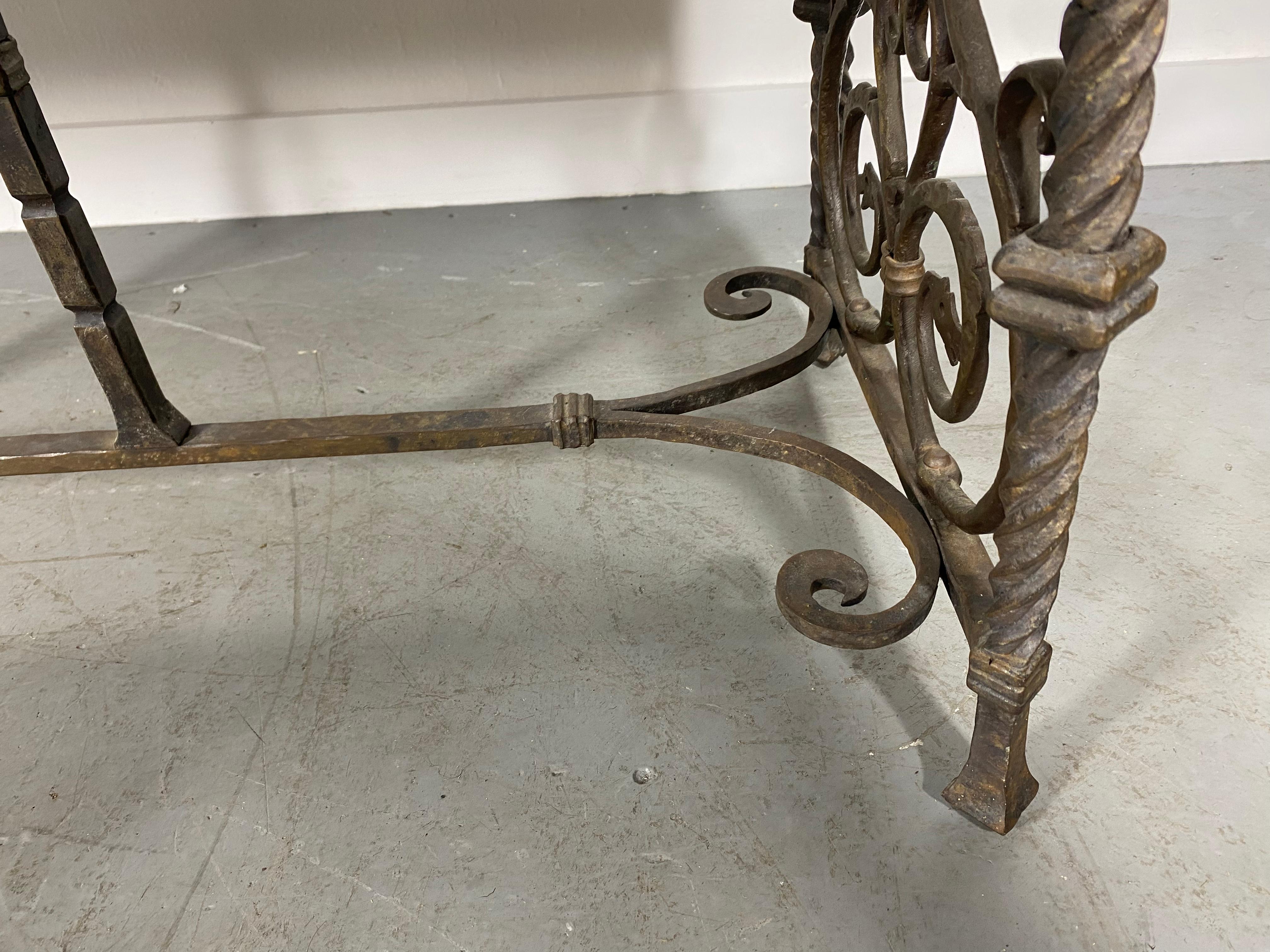Stylized Bronze and Iron Bench/ Table Attributed to Oscar Bruno Bach In Good Condition For Sale In Buffalo, NY