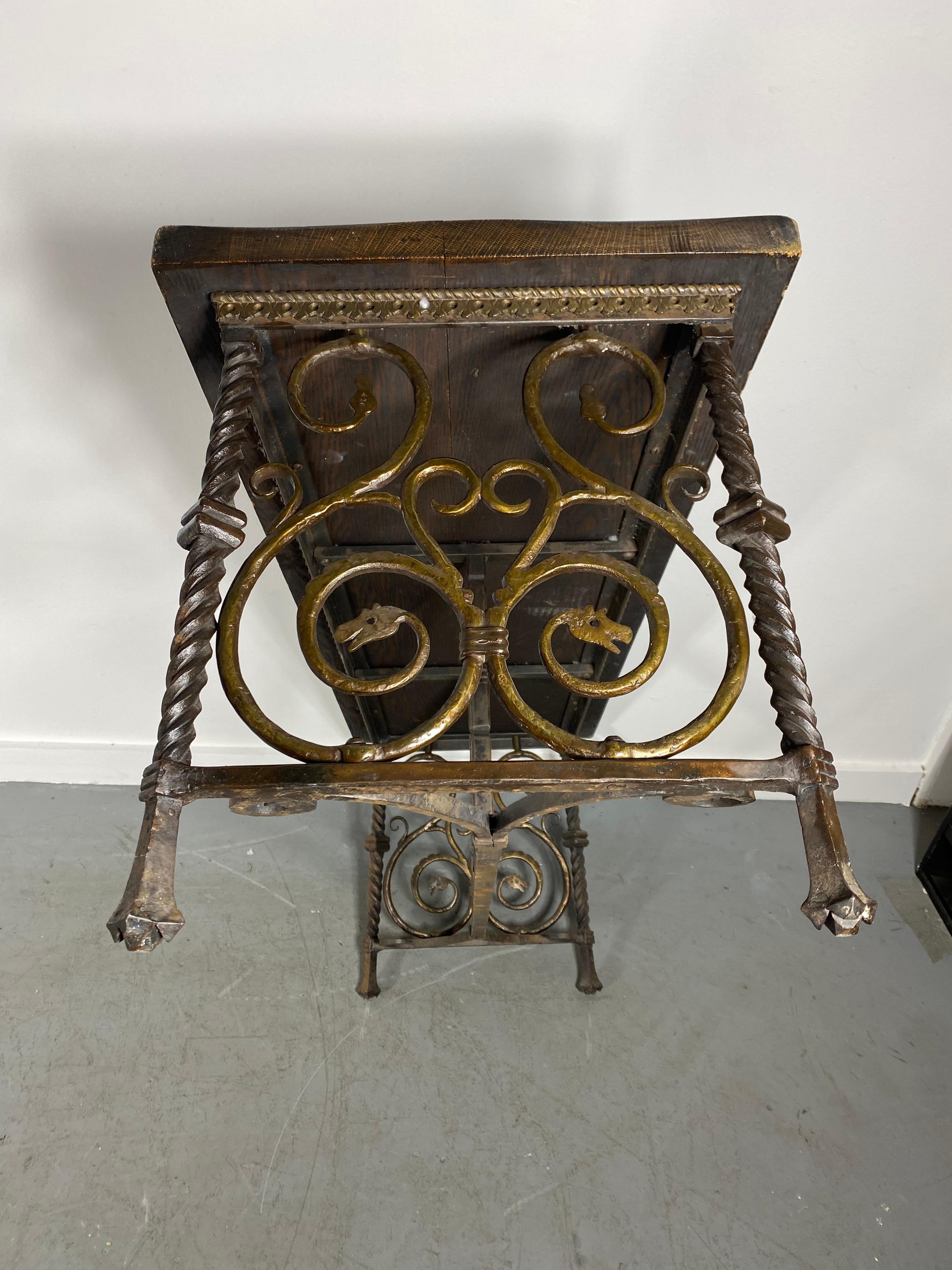 Early 20th Century Stylized Bronze and Iron Bench/ Table Attributed to Oscar Bruno Bach For Sale