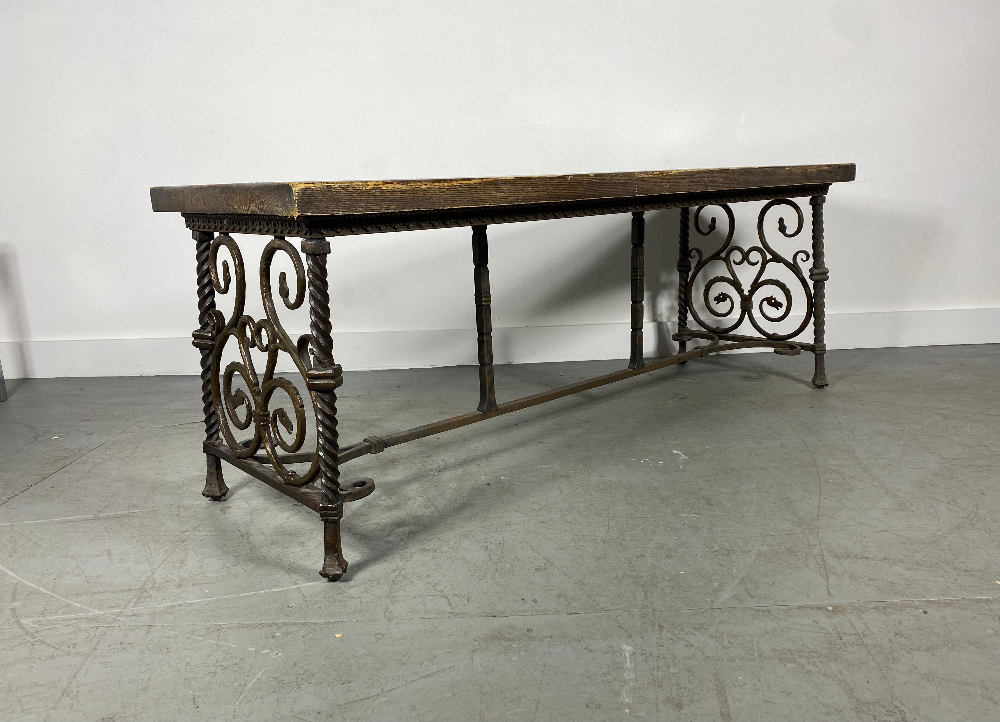 Stylized Bronze and Iron Bench/ Table Attributed to Oscar Bruno Bach For Sale 2