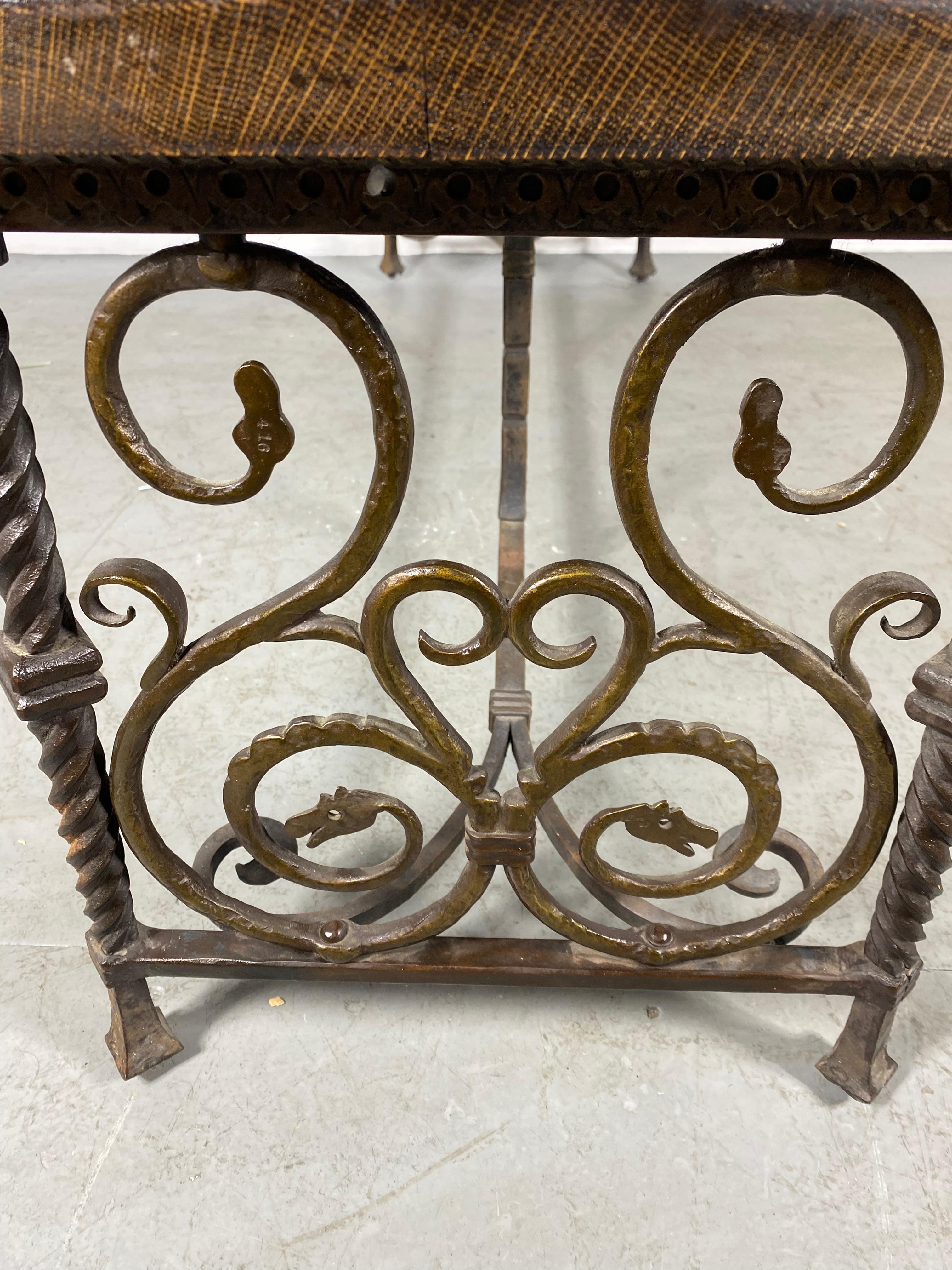 Stylized Bronze and Iron Bench/ Table Attributed to Oscar Bruno Bach For Sale 3