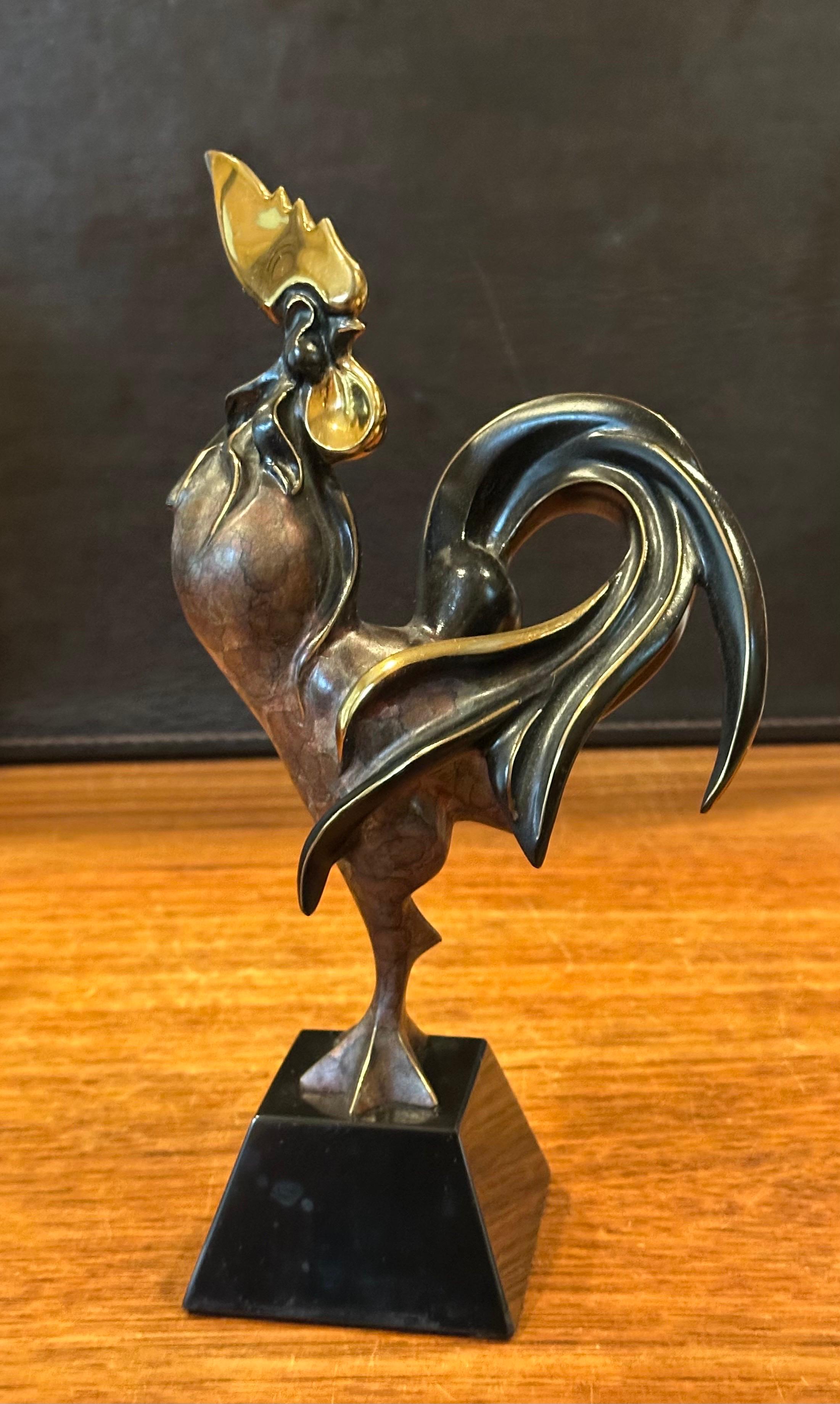 Stylized Bronze Limited Edition Rooster Sculpture by Alexsander Danel In Good Condition For Sale In San Diego, CA