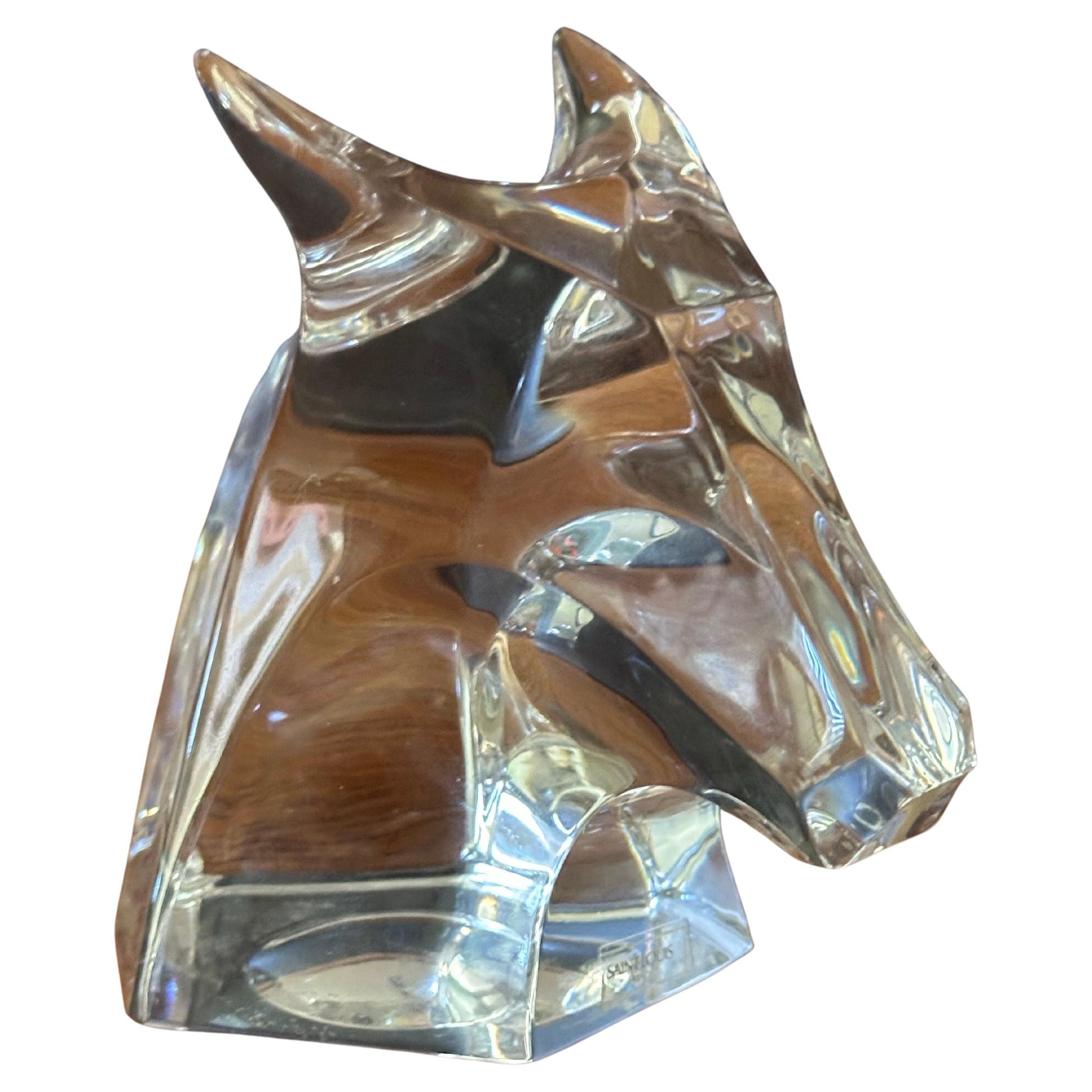 Sculpture / presse-papiers de tête de taureau stylisée par Saint Louis Crystal of France