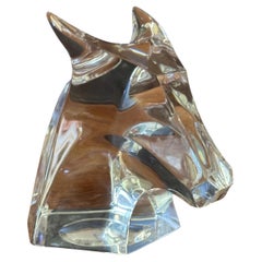Stylized Bull Head Sculpture / Paperweight by Saint Louis Crystal of France